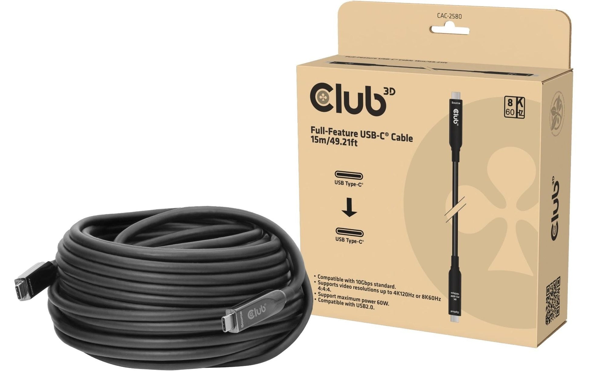CLUB3D Club 3D – USB-Kabel, USB-C zu USB-C, 15 m
