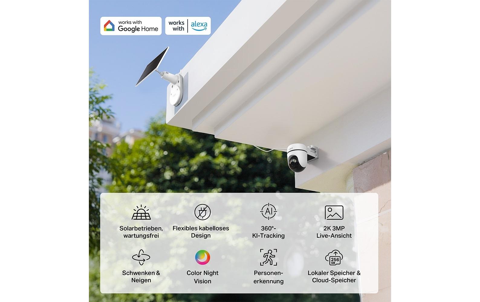 TP-Link Tapo C610 Netzwerkkamera – 3 MP, Reichweite 10 m, IP65, für Amazon Alexa, Weiss