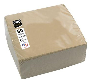 PRONAPPE Cocktail-Servietten – Beige – 20 × 20 cm, 2-lagig – 50 Stück