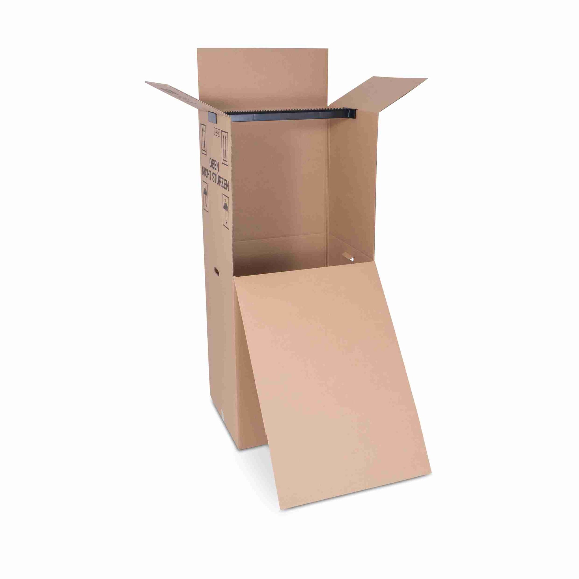 Model Versandverpackung – 600 × 500 × 1335 mm, braun, Wellkarton, Grifflöcher, selbstklebend – 1 Stk., ab 50 Stk.
