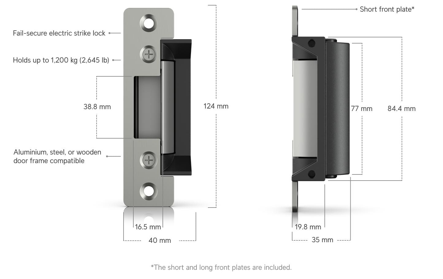 Ubiquiti Elektrischer Türöffner UACC-Lock-Strike-Secure-15mm – 40 × 35 × 124 mm, silber