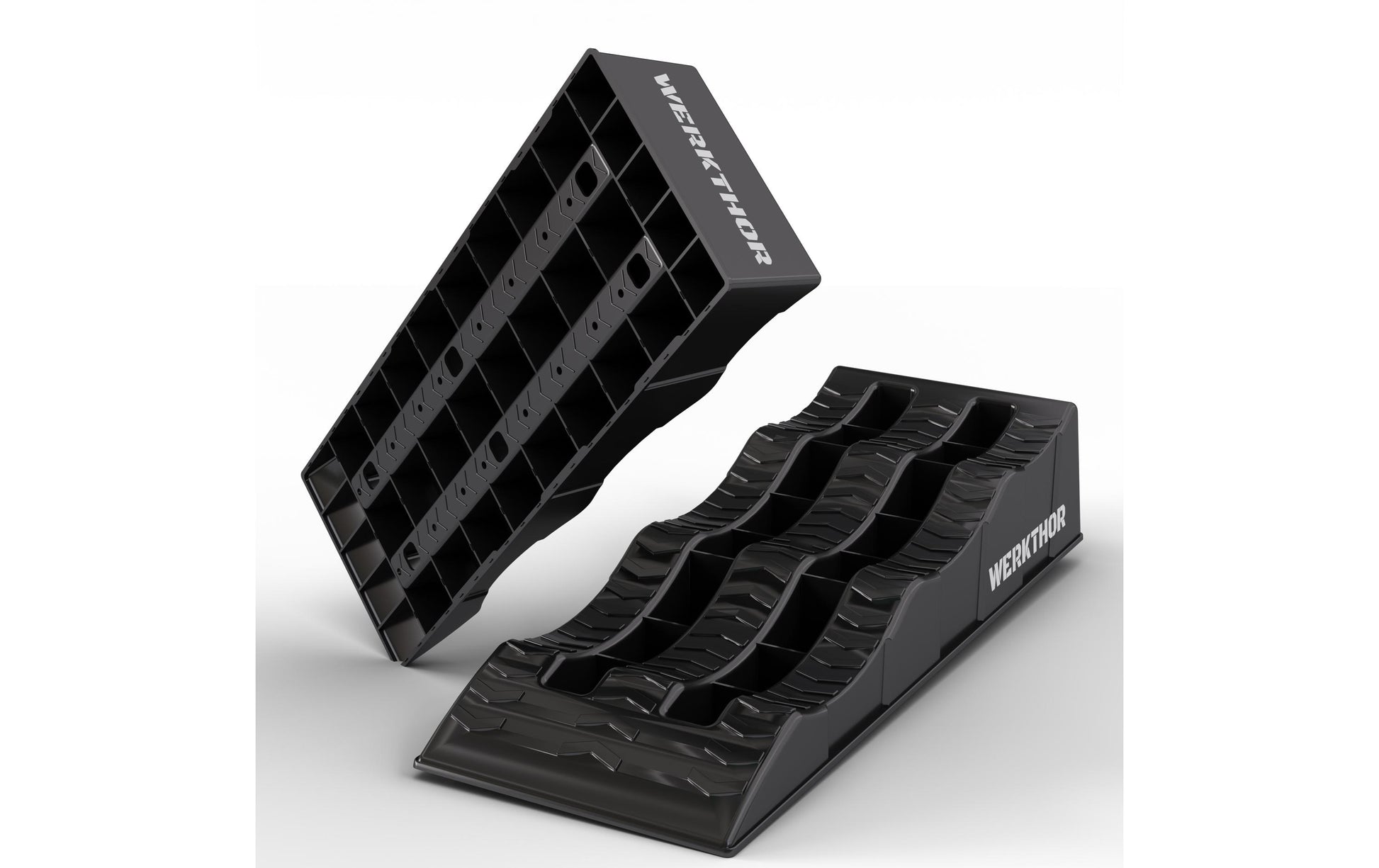 Werkthor Flache Auffahrkeile – Breite 10 cm, bis 3000 kg, Schwarz, 2 Stk.