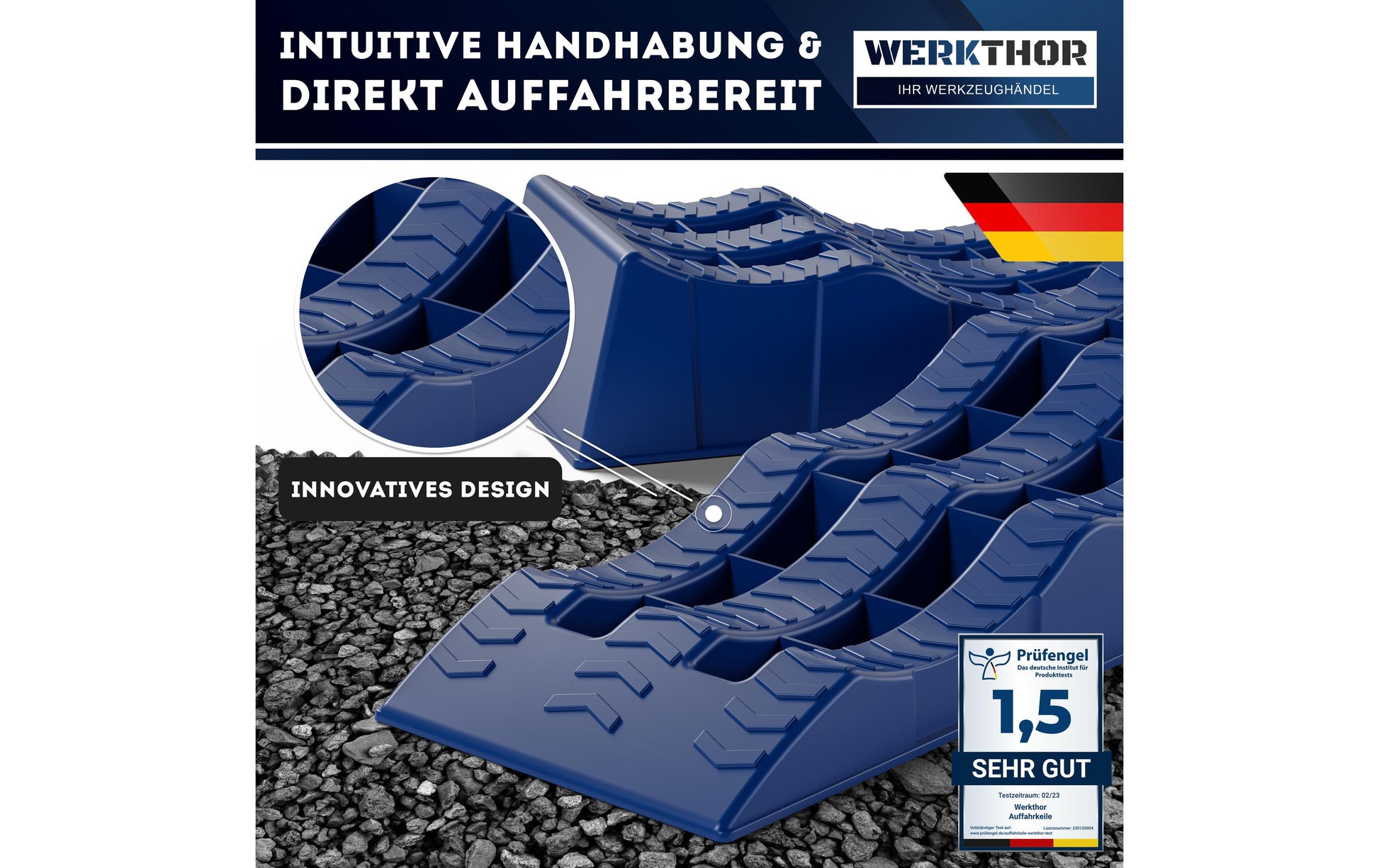 Werkthor Auffahrkeile – bis 3 t, 10 cm Breite, blau