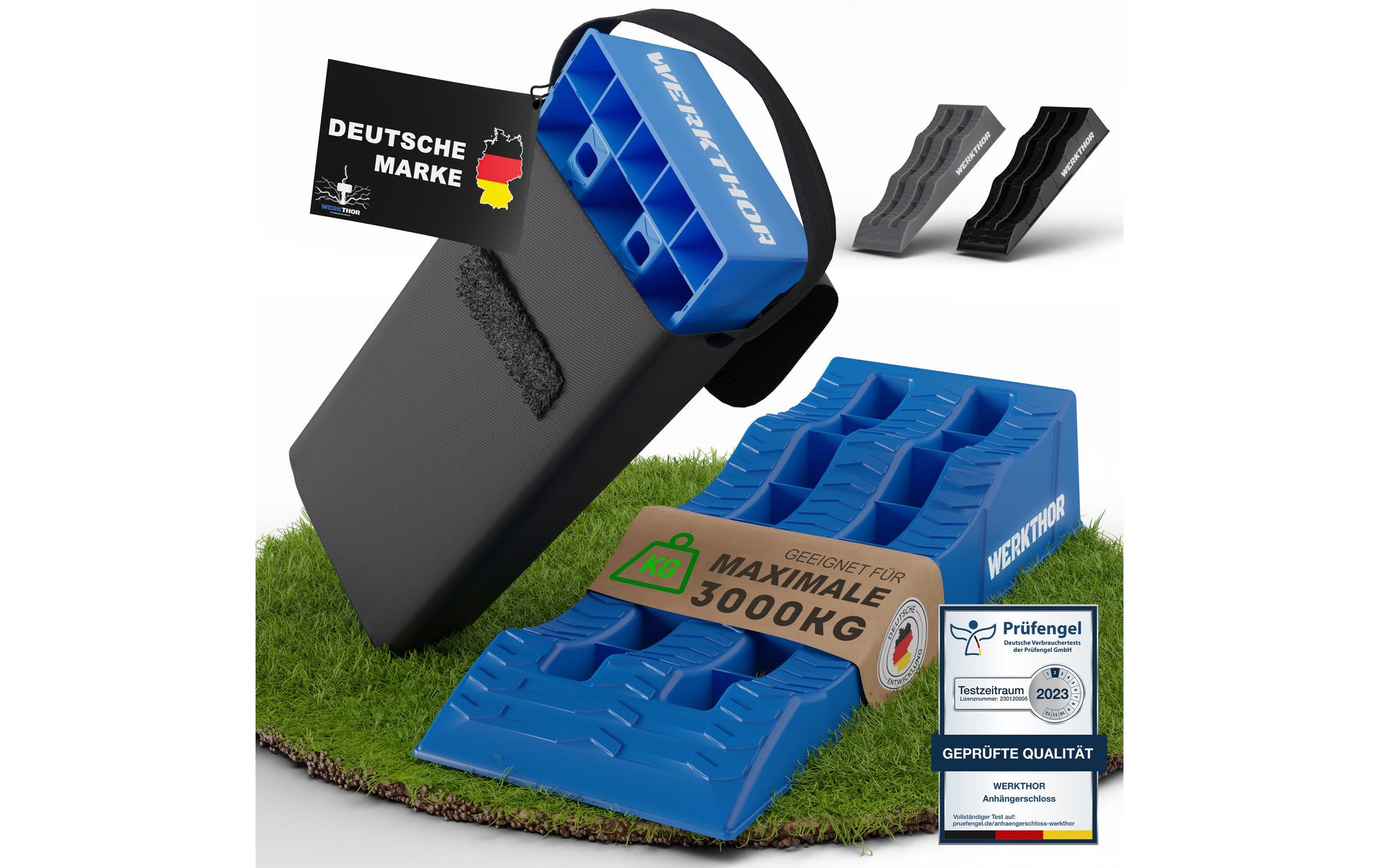 Werkthor Auffahrkeile – bis 3 t, 10 cm Breite, blau