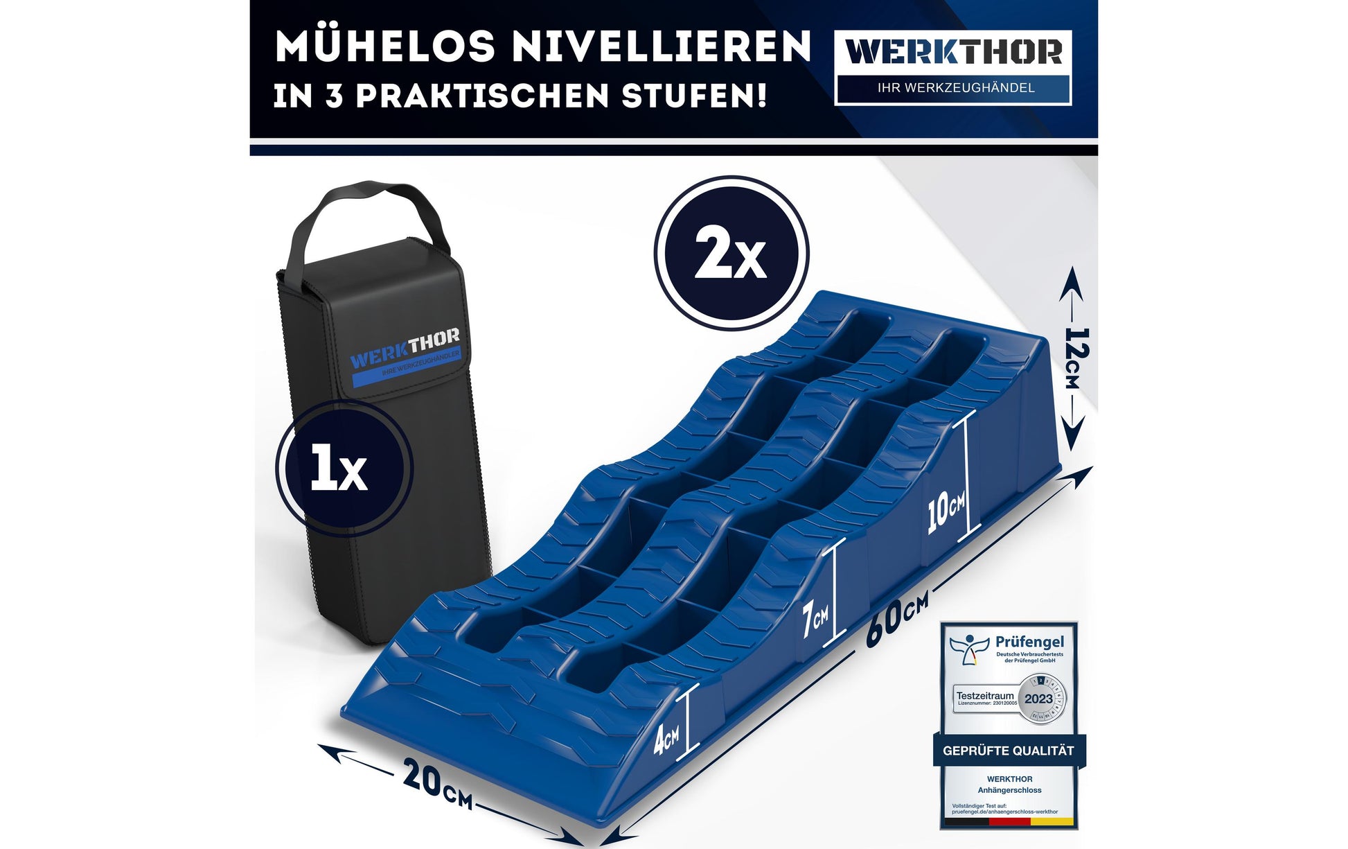 Werkthor Auffahrkeile – bis 3 t, 10 cm Breite, blau