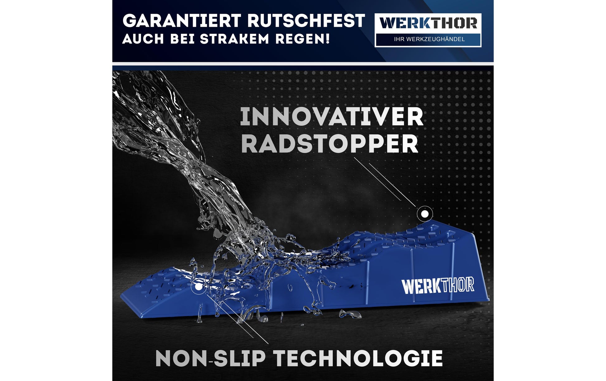 Werkthor Flacher Auffahrkeil – 10 cm breit, bis 3 t, blau, 2 Stk.
