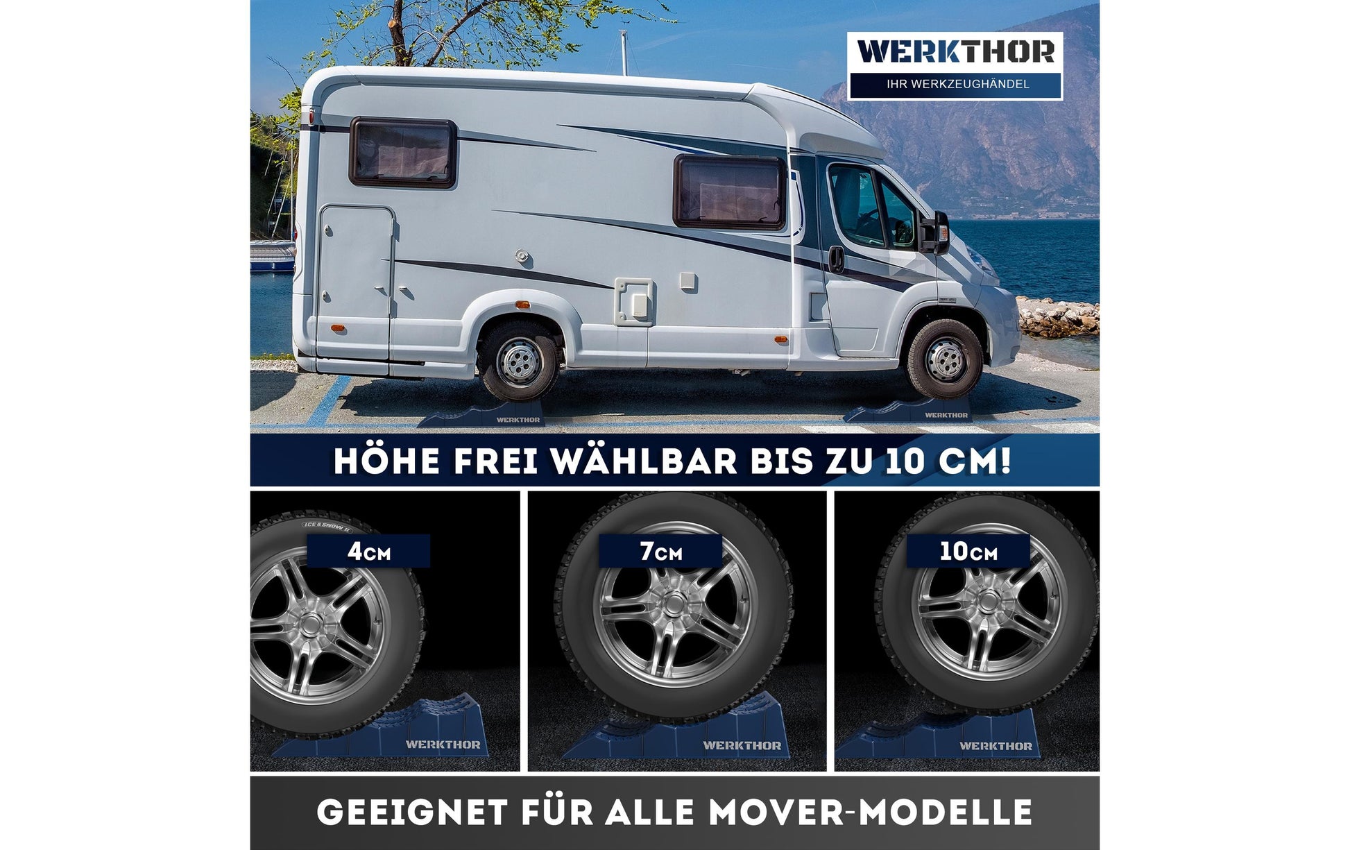 Werkthor Auffahrkeile – bis 3 t, 10 cm Breite, blau