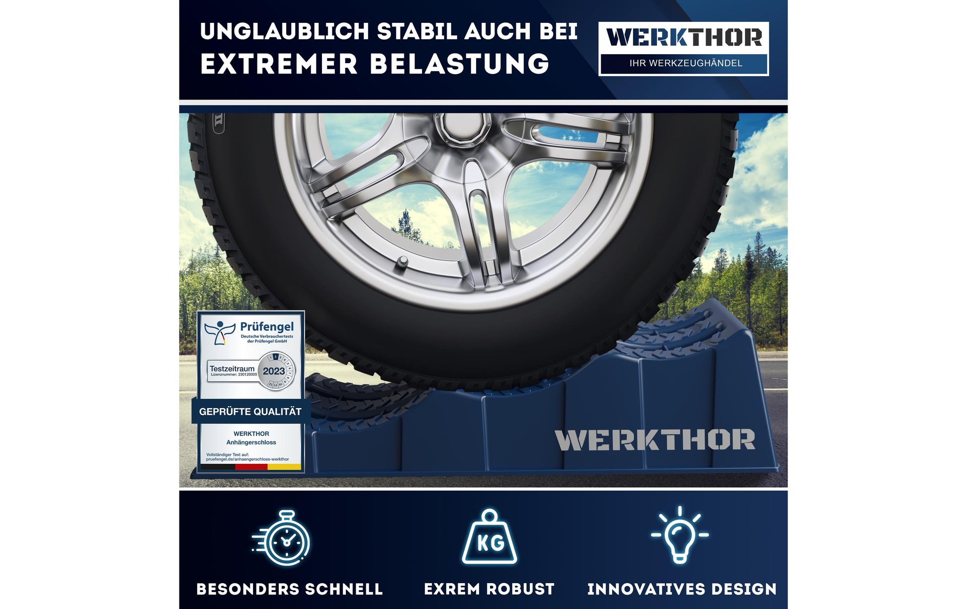 Werkthor Auffahrkeile – bis 3 t, 10 cm Breite, blau