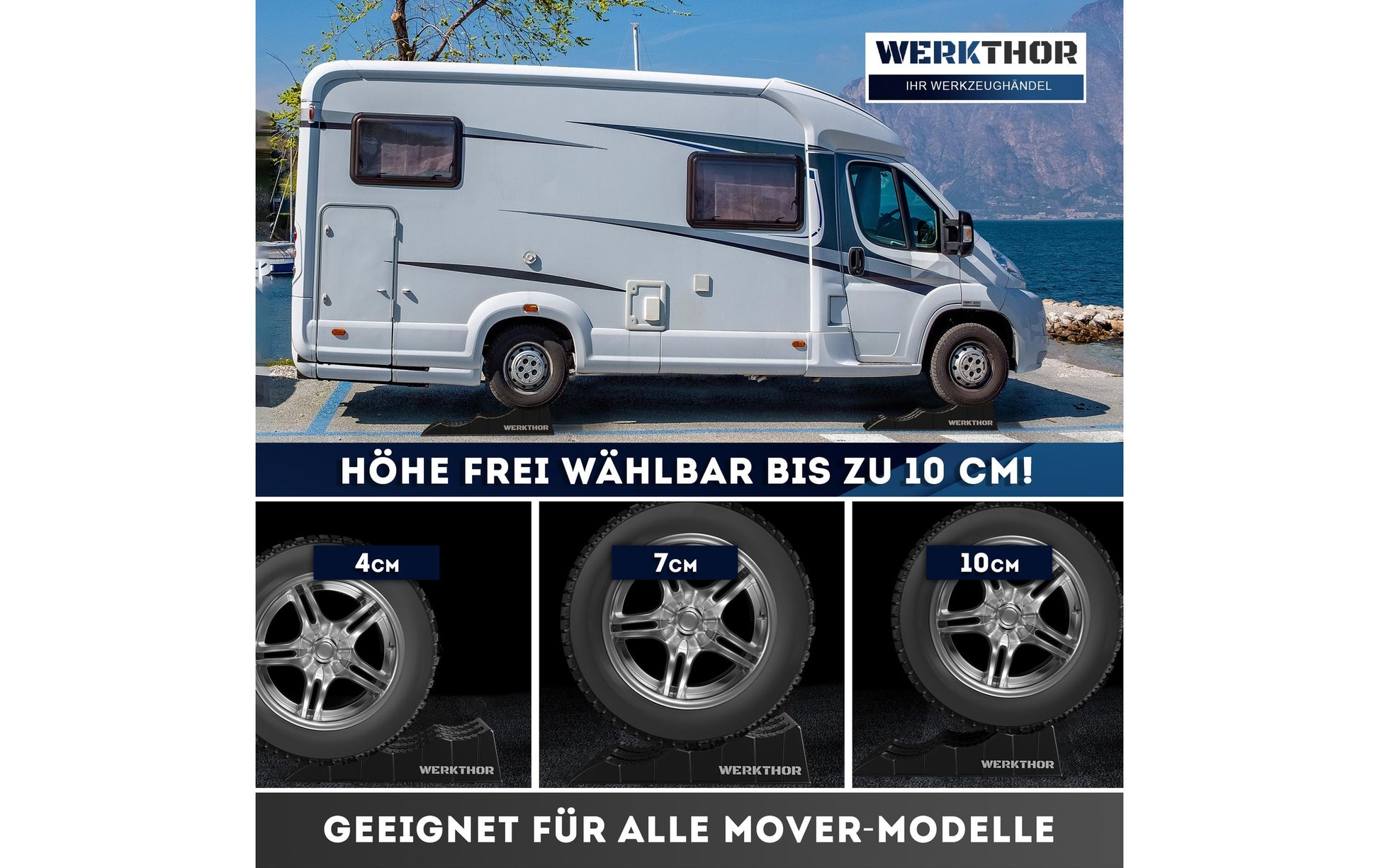 Werkthor Flache Auffahrkeile – Breite 10 cm, bis 3000 kg, Schwarz, 2 Stk.