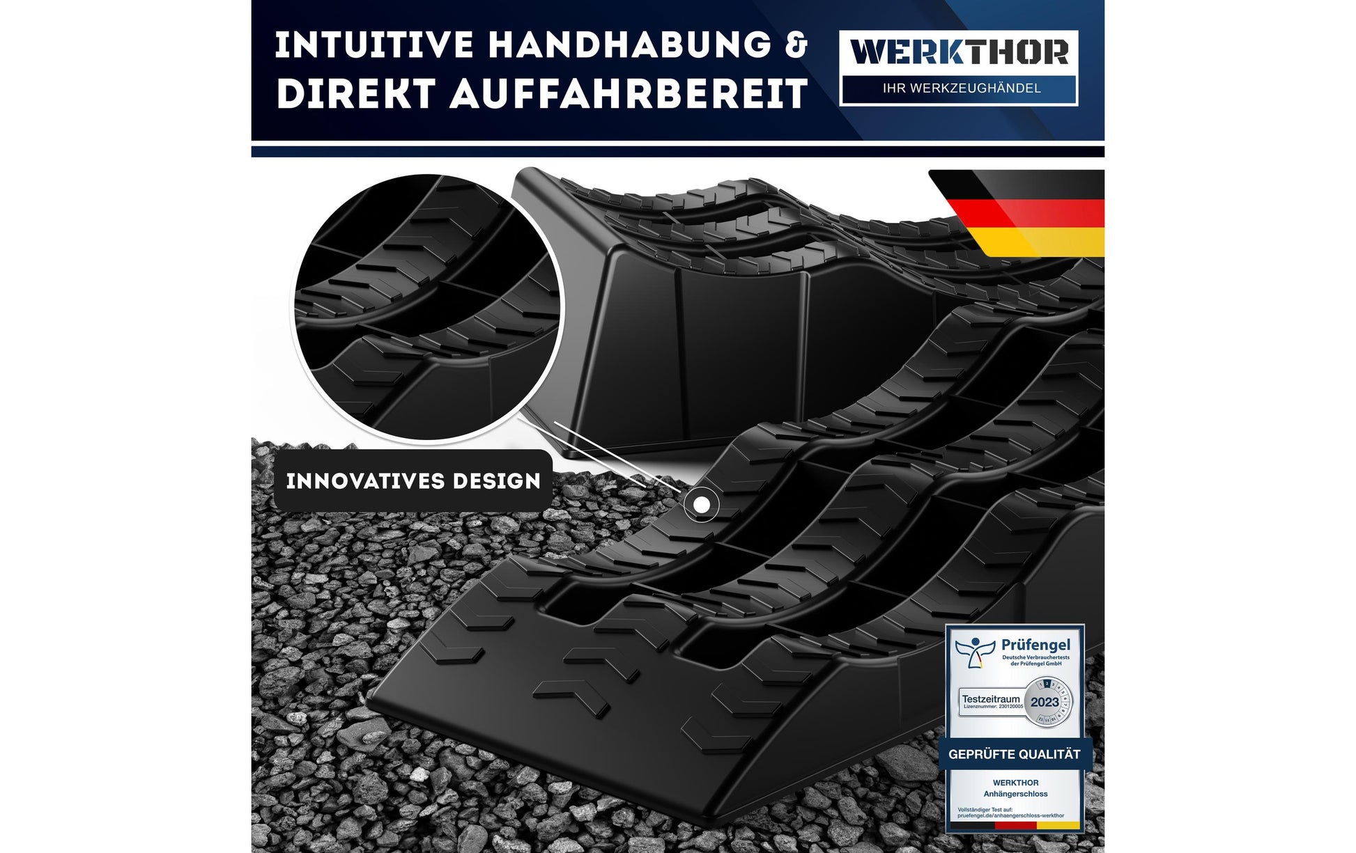 Werkthor Auffahrkeil – Tragkraft 3000 kg, Schwarz, 2er Set