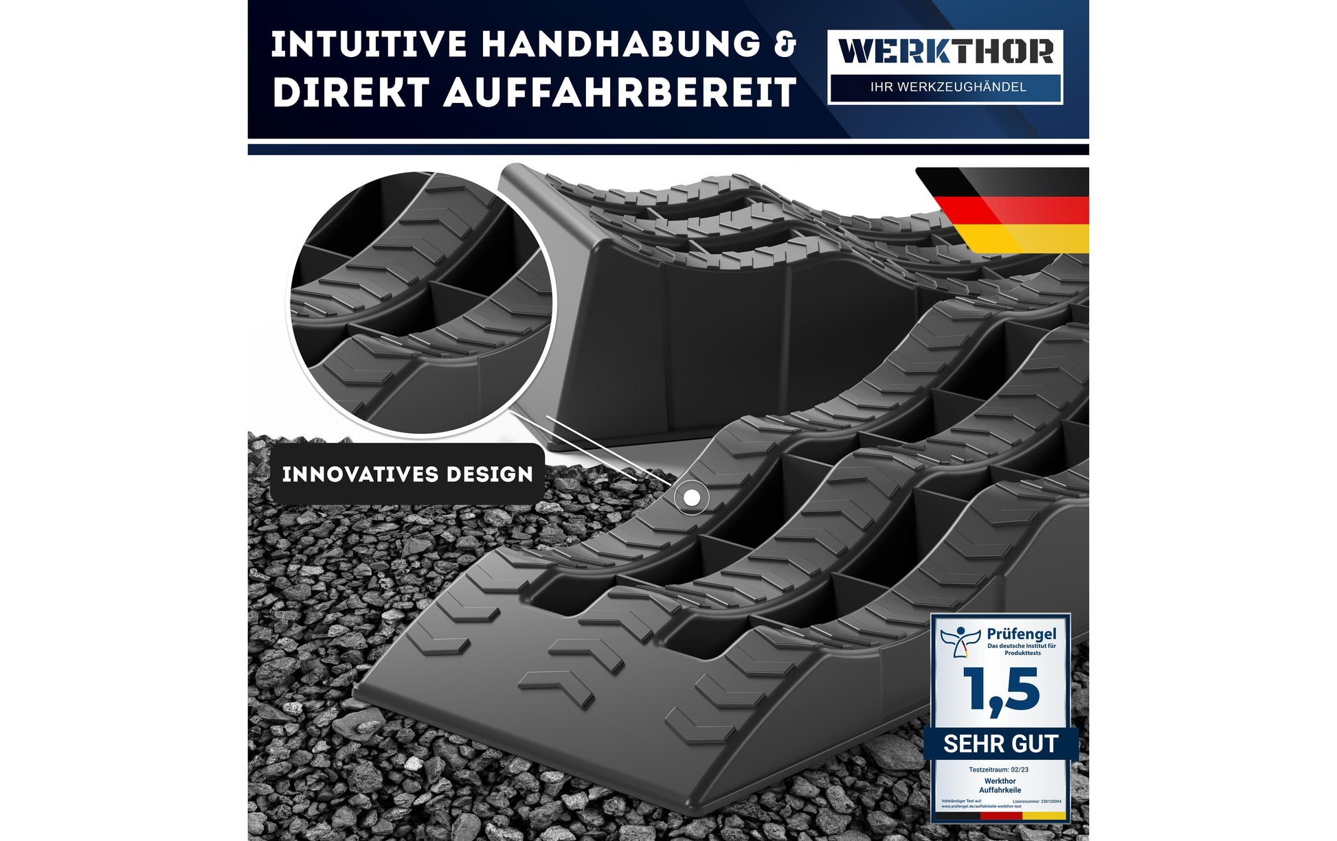 Werkthor Flacher Auffahrkeil – Breite 10 cm – 2 Stk. – bis 3 Tonnen, grau