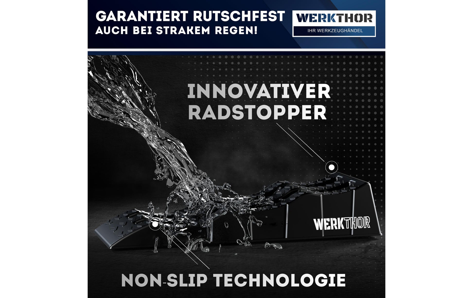 Werkthor Flache Auffahrkeile – Breite 10 cm, bis 3000 kg, Schwarz, 2 Stk.