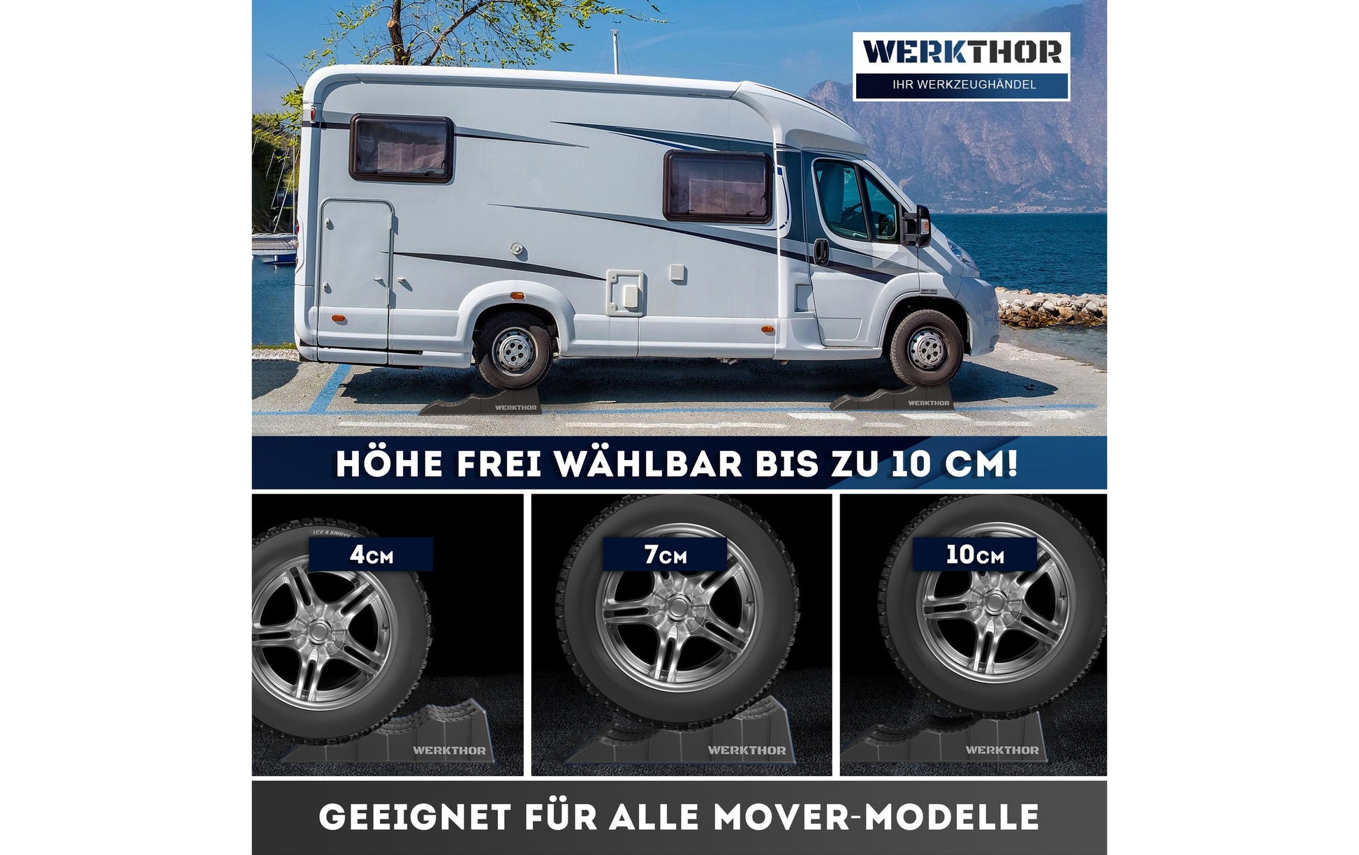 Werkthor Flache Auffahrkeile – Breite 100 mm, bis 3000 kg, Grau, 2 Stk.