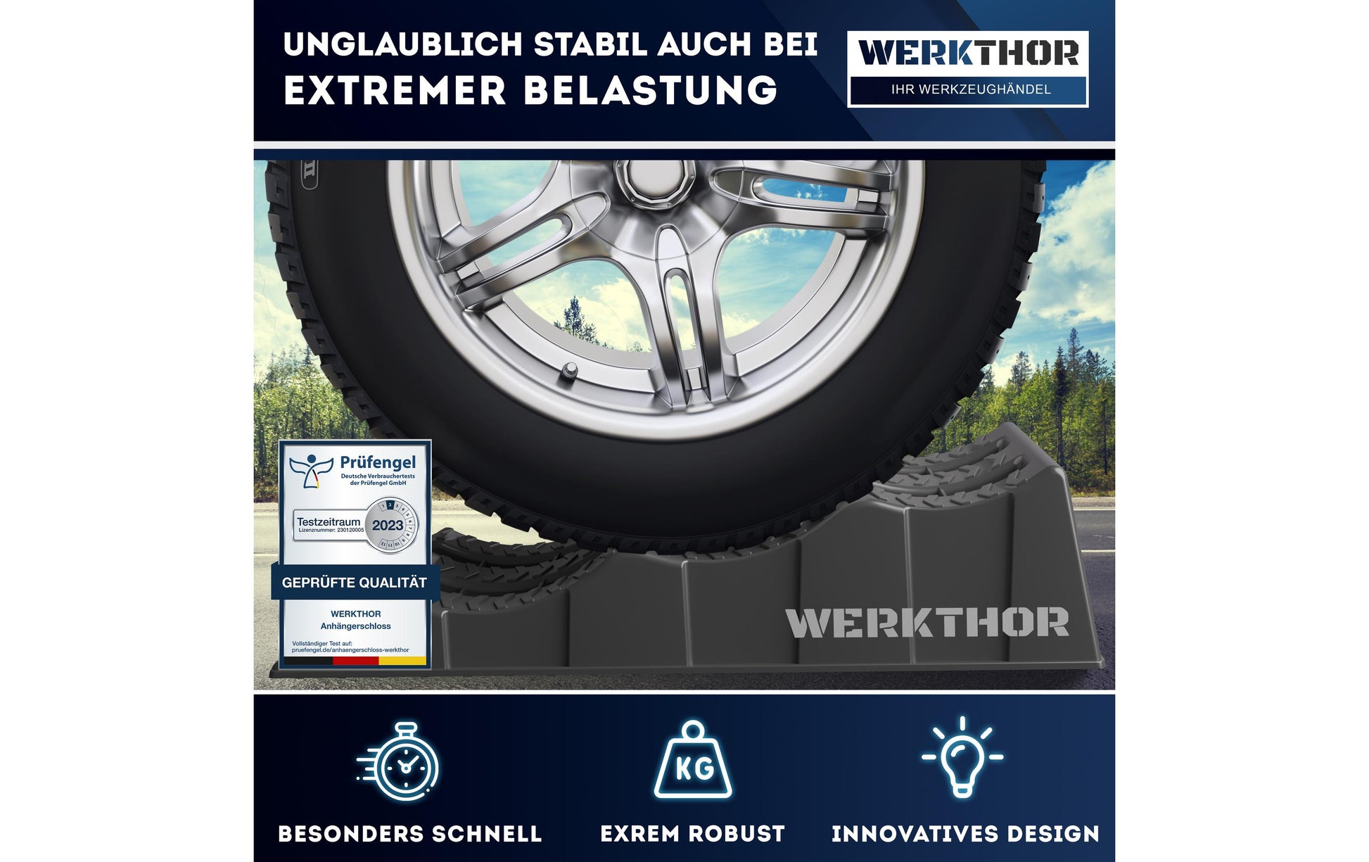 Werkthor Flacher Auffahrkeil – Breite 10 cm – 2 Stk. – bis 3 Tonnen, grau