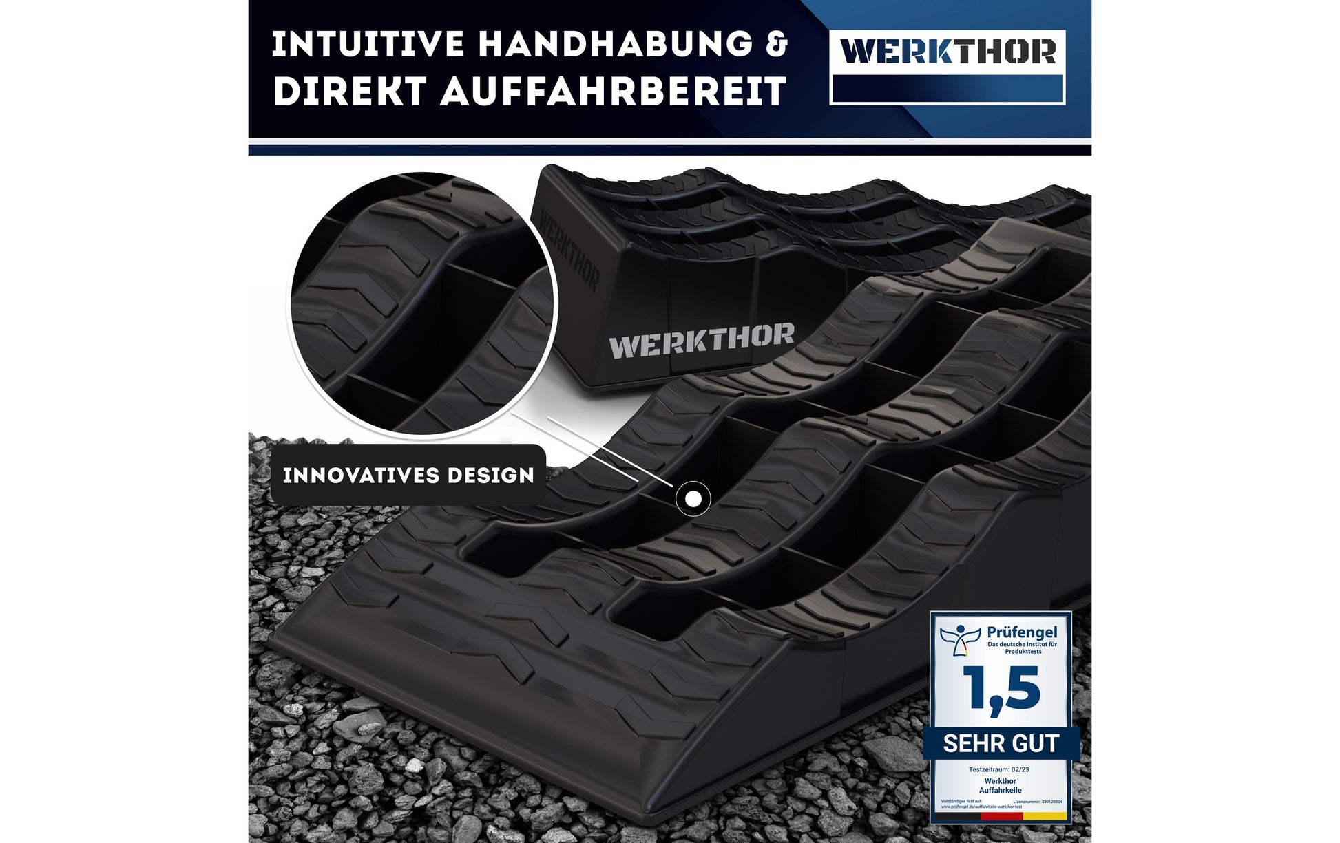 Werkthor Flache Auffahrkeile – Breite 10 cm, bis 3000 kg, Schwarz, 2 Stk.
