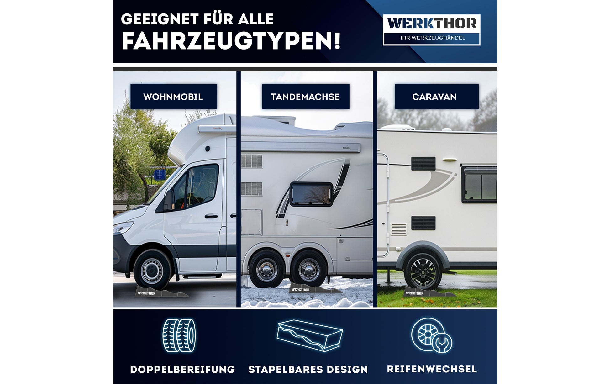 Werkthor Flache Auffahrkeile – Breite 100 mm, bis 3000 kg, Grau, 2 Stk.