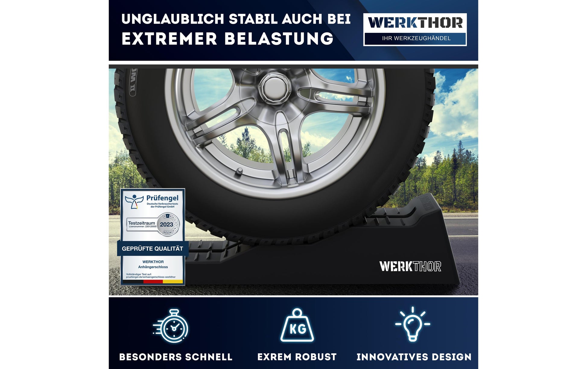 Werkthor Flache Auffahrkeile – Breite 19 cm, bis 5 t, Schwarz, 2 Stk.