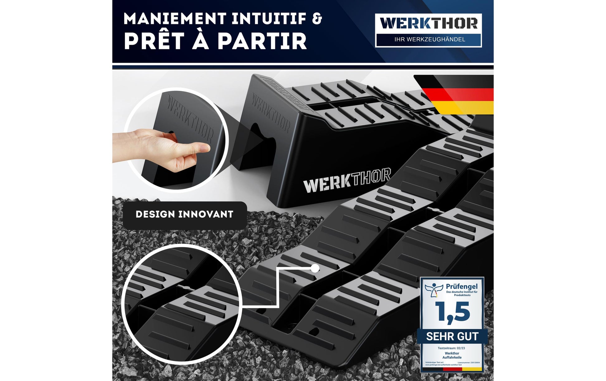 Werkthor Flache Auffahrkeile – Breite 19 cm, bis 5 t, Schwarz, 2 Stk.