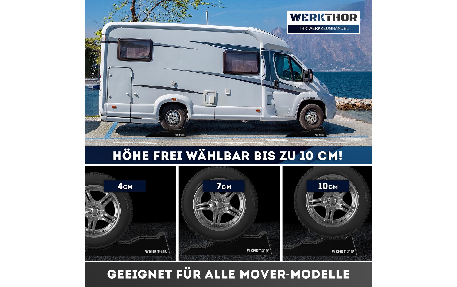 Werkthor Flache Auffahrkeile – Breite 19 cm, bis 5 t, Schwarz, 2 Stk.