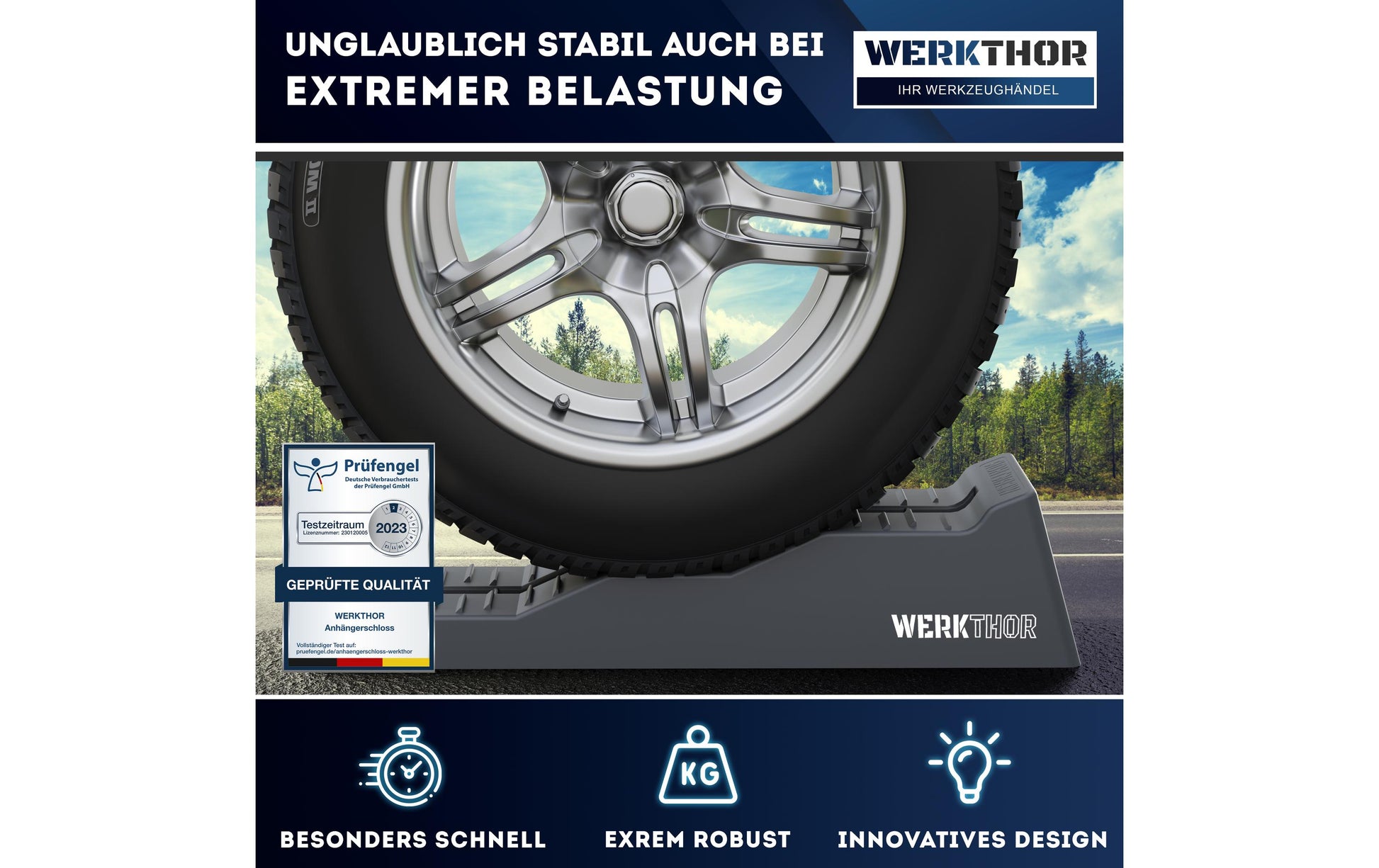 Werkthor Flacher Auffahrkeil – Breite 19 cm – Grau