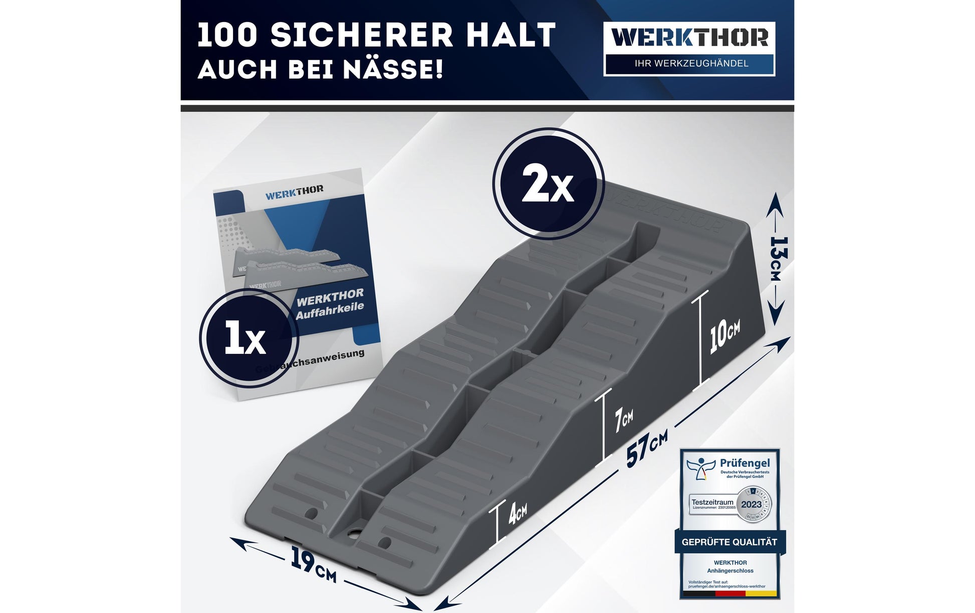 Werkthor Flacher Auffahrkeil – Breite 19 cm – Grau