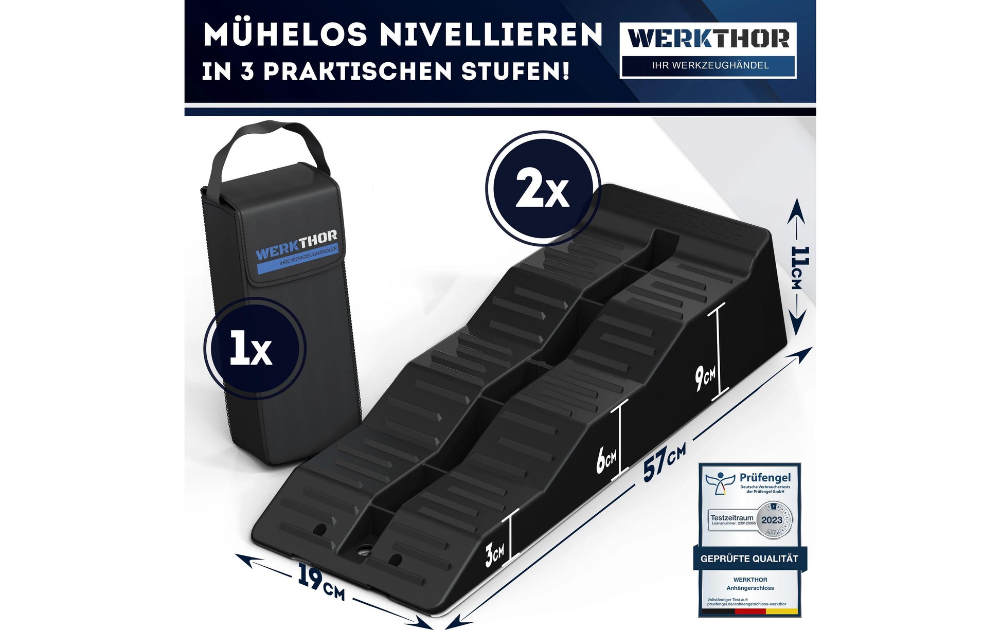 Werkthor Auffahrkeile – Breite 190 mm, bis 5 t – mit Transporttasche