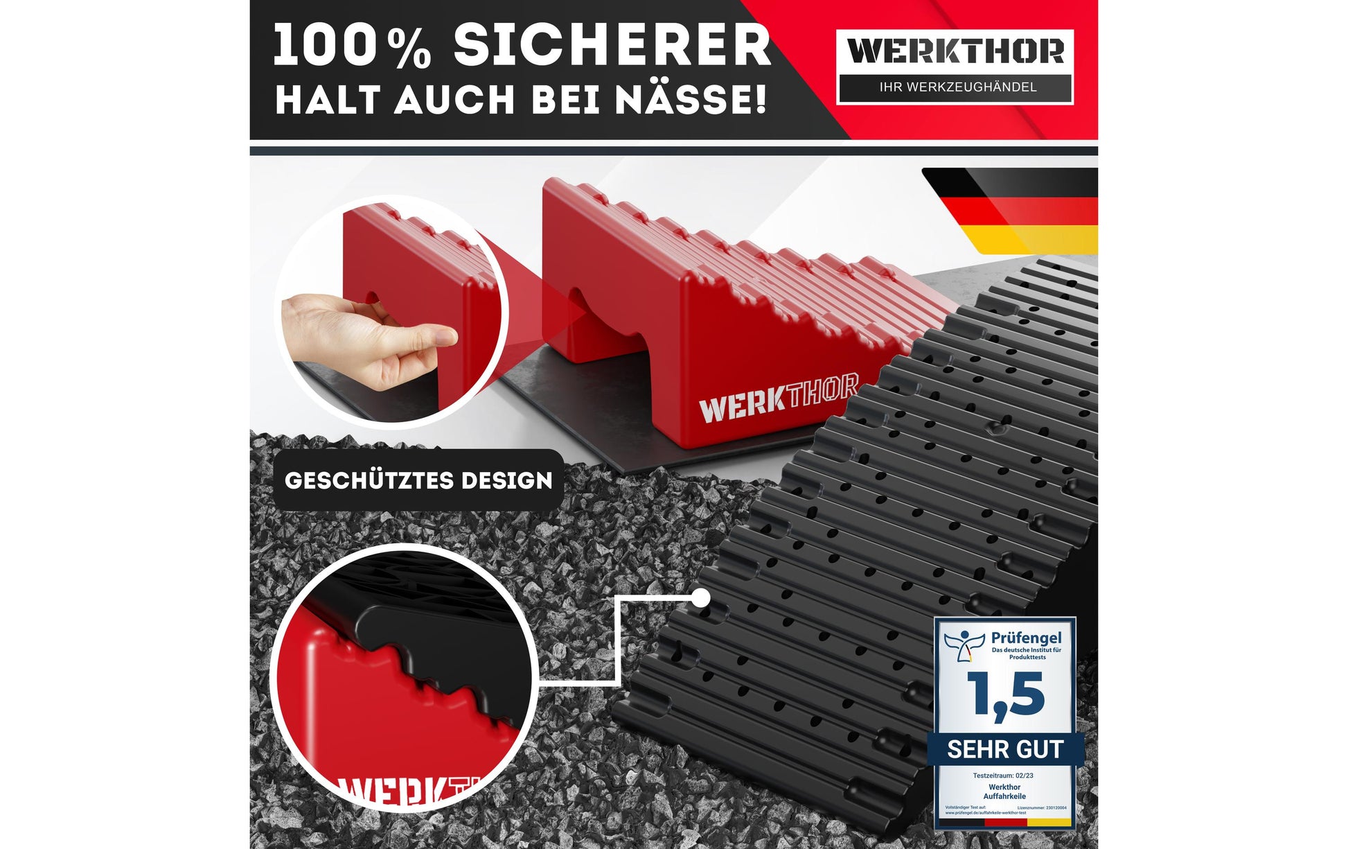 Werkthor Auffahrkeile – Breite 154 mm, Tragkraft bis 13,5 t, inkl. Transporttasche