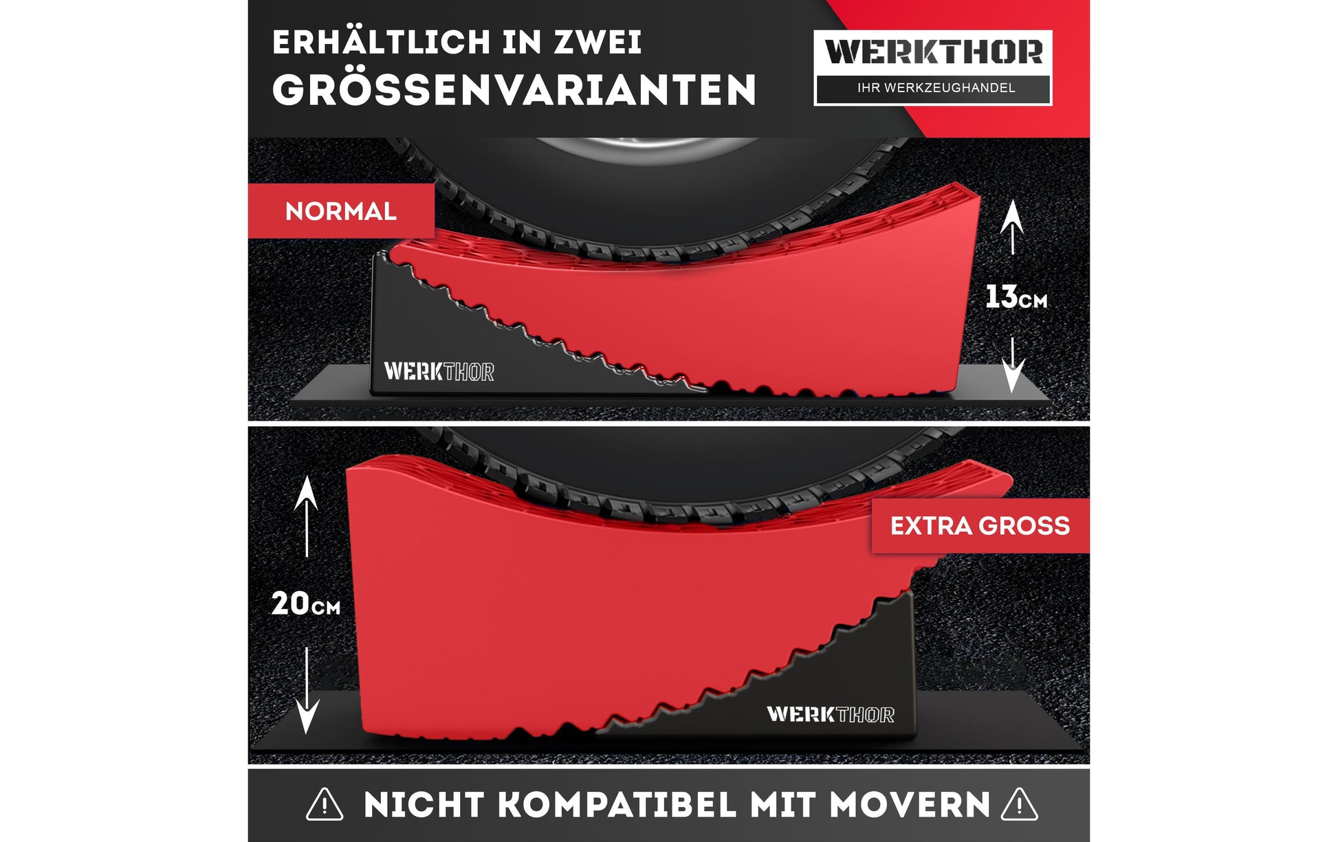 Werkthor Auffahrkeile – Breite 154 mm, Tragkraft bis 13,5 t, inkl. Transporttasche