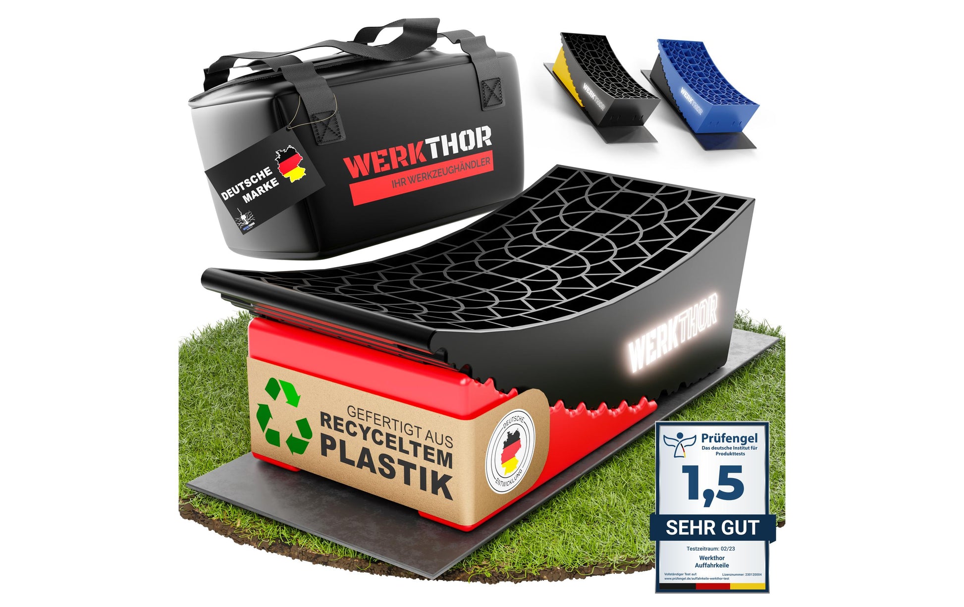 Werkthor Auffahrkeile – Breite 154 mm, Tragkraft bis 13,5 t, inkl. Transporttasche