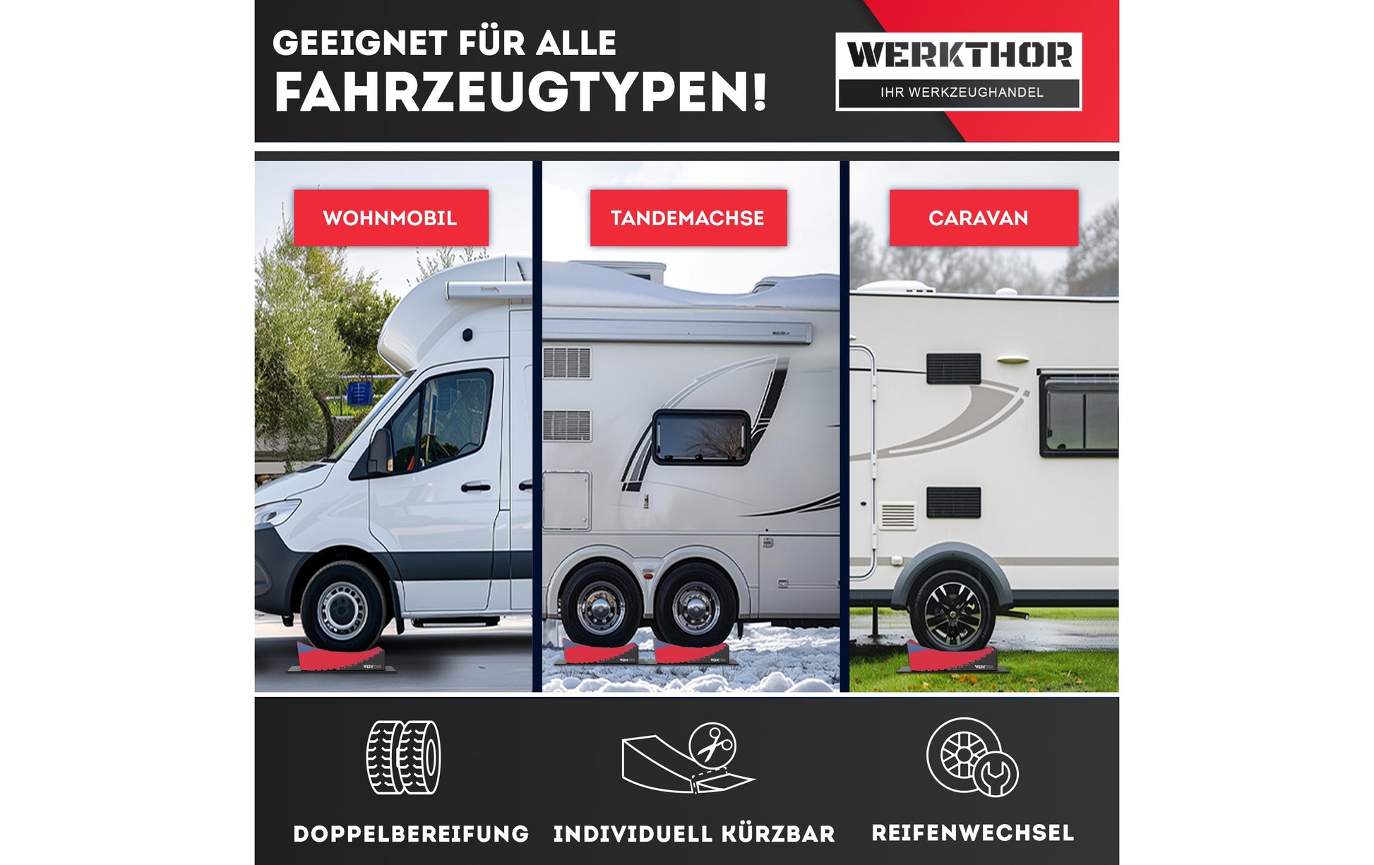 Werkthor Auffahrkeile – Breite 154 mm, Tragkraft bis 13,5 t, inkl. Transporttasche