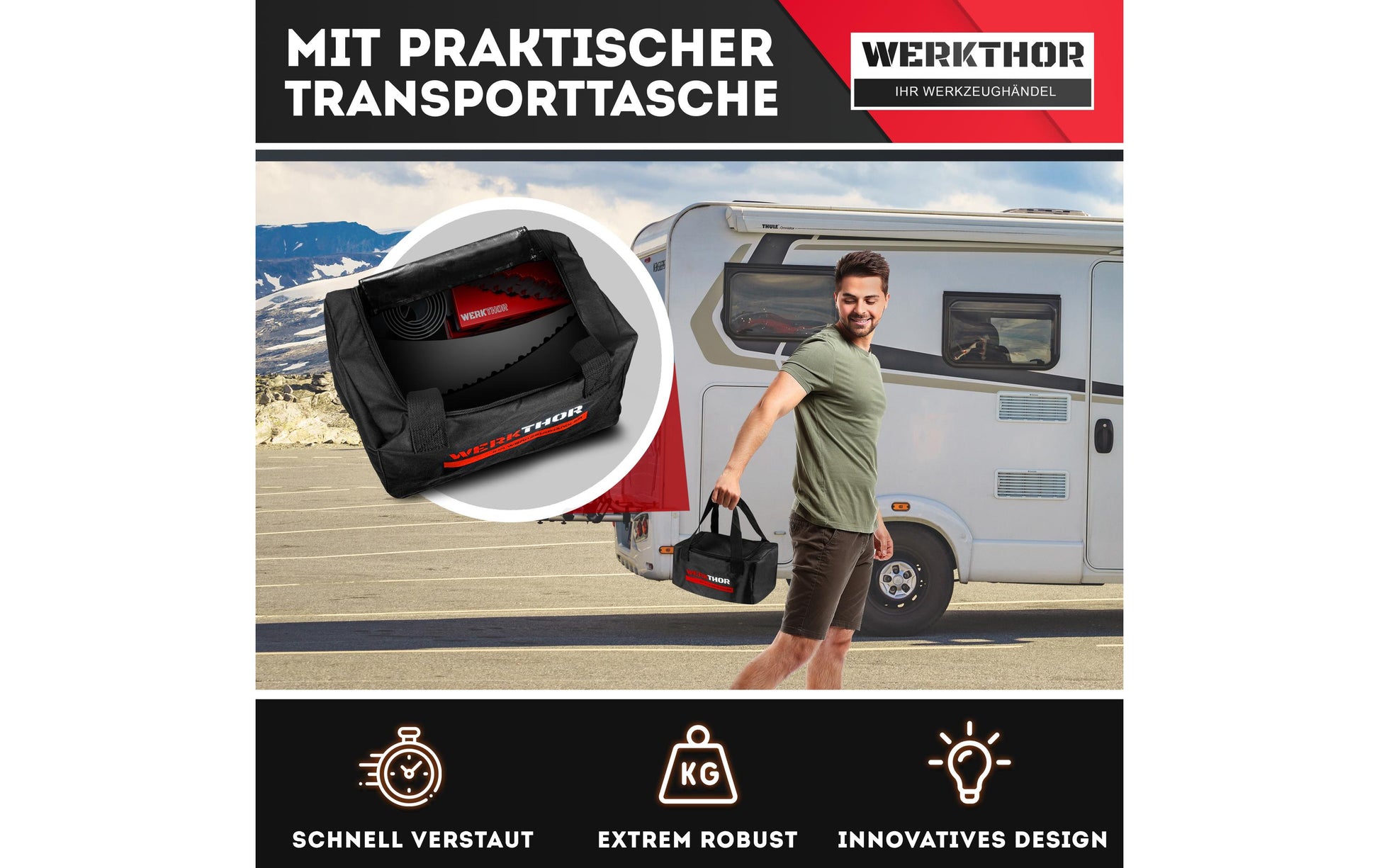 Werkthor Auffahrkeile – Breite 154 mm, Tragkraft bis 13,5 t, inkl. Transporttasche