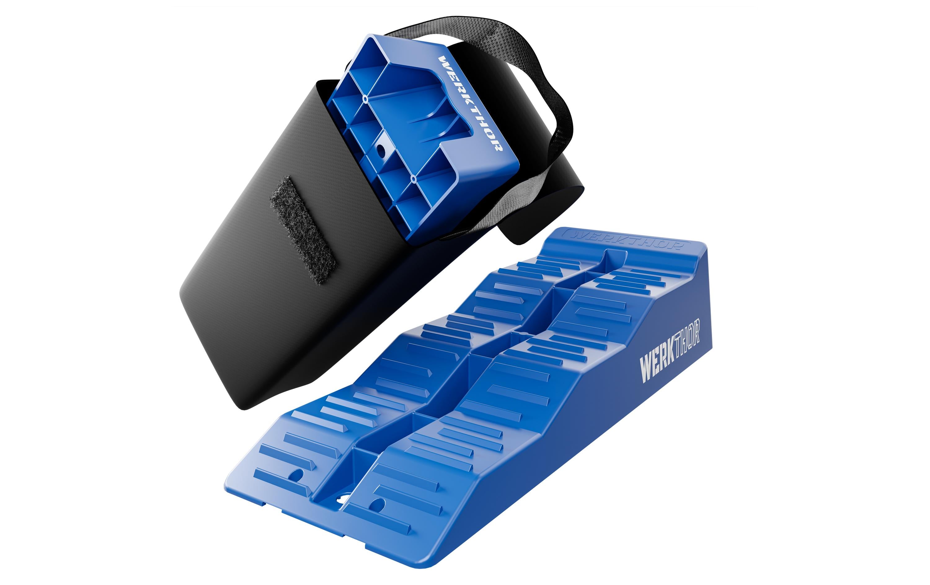 Werkthor Auffahrkeile – 19 cm breit, bis 5 Tonnen Traglast, mit Transporttasche – blau