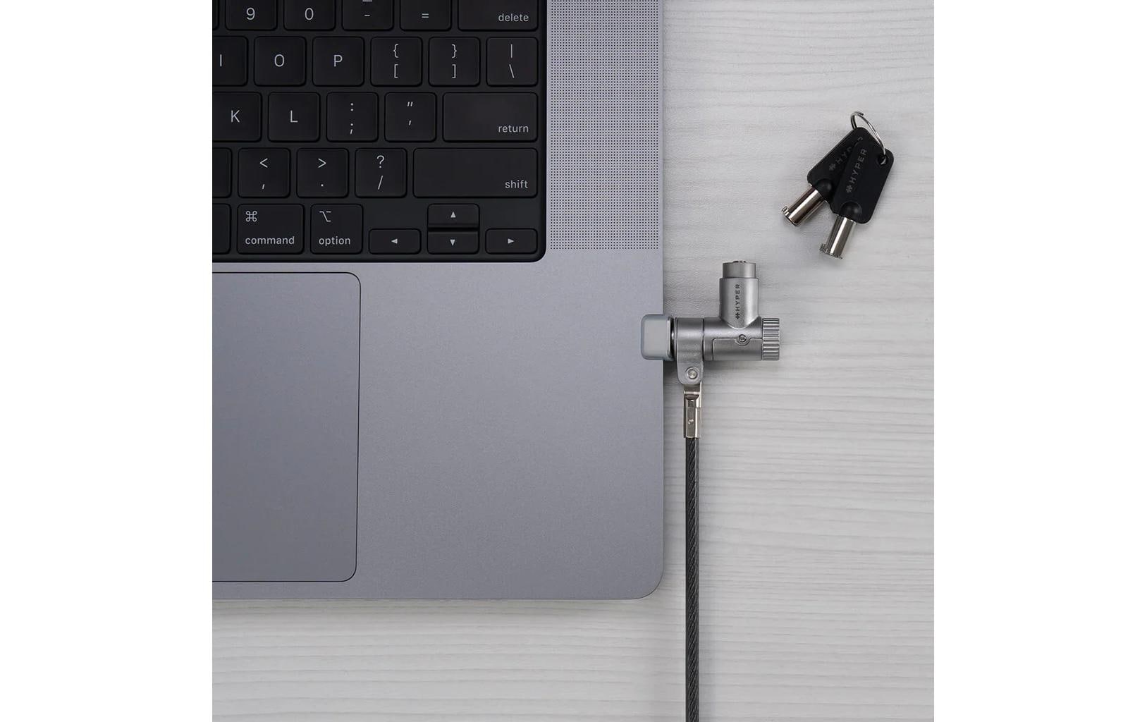 Hyper Shield Notebook-Schloss für MacBook Pro – Stahl (verzinkt), mit Schlüsselschloss – Silber