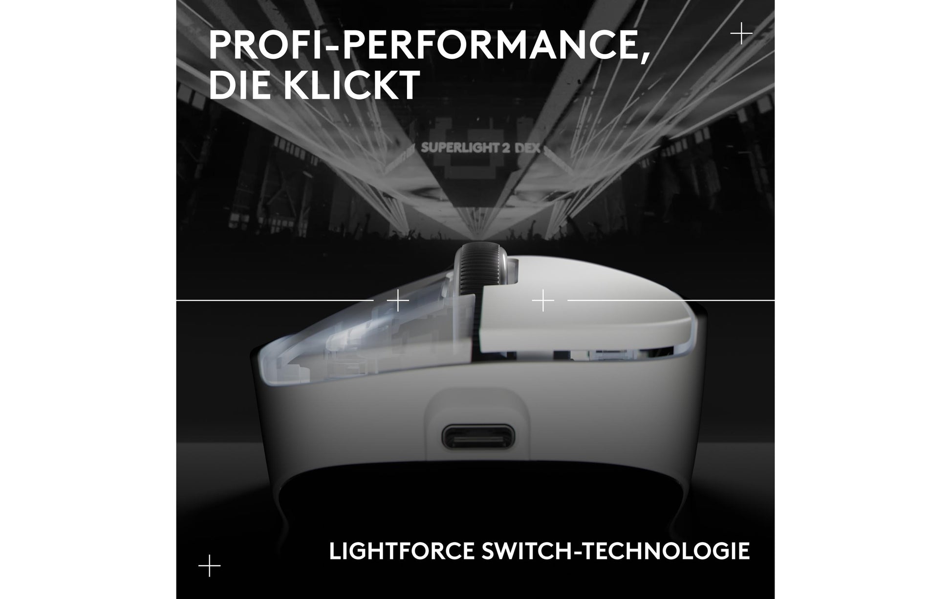 Logitech G PRO X SUPERLIGHT 2 DEX – Gaming-Maus – Kabellos (2,4 GHz), 44000 DPI, Rechts, Weiss