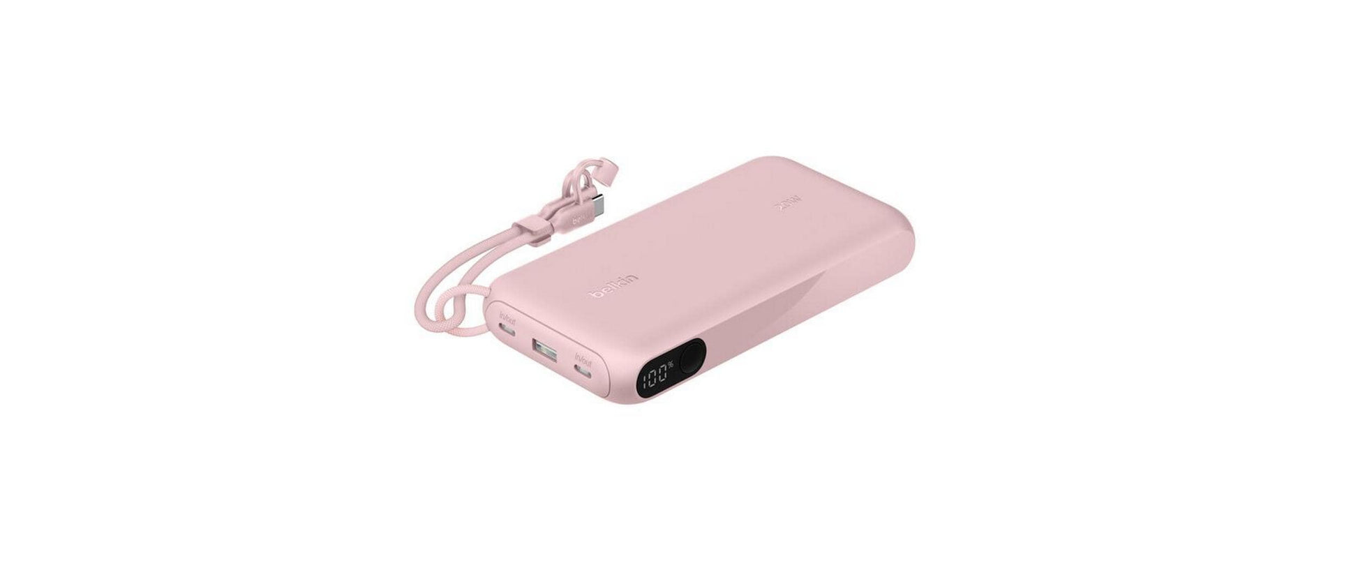 Belkin Powerbank 20000 mAh, PD 20 W, mit Display, Pink
