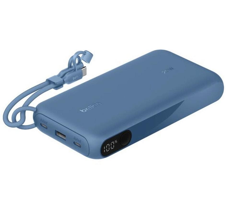 Belkin Powerbank 20000 mAh, PD 20 W, mit Display, Blau
