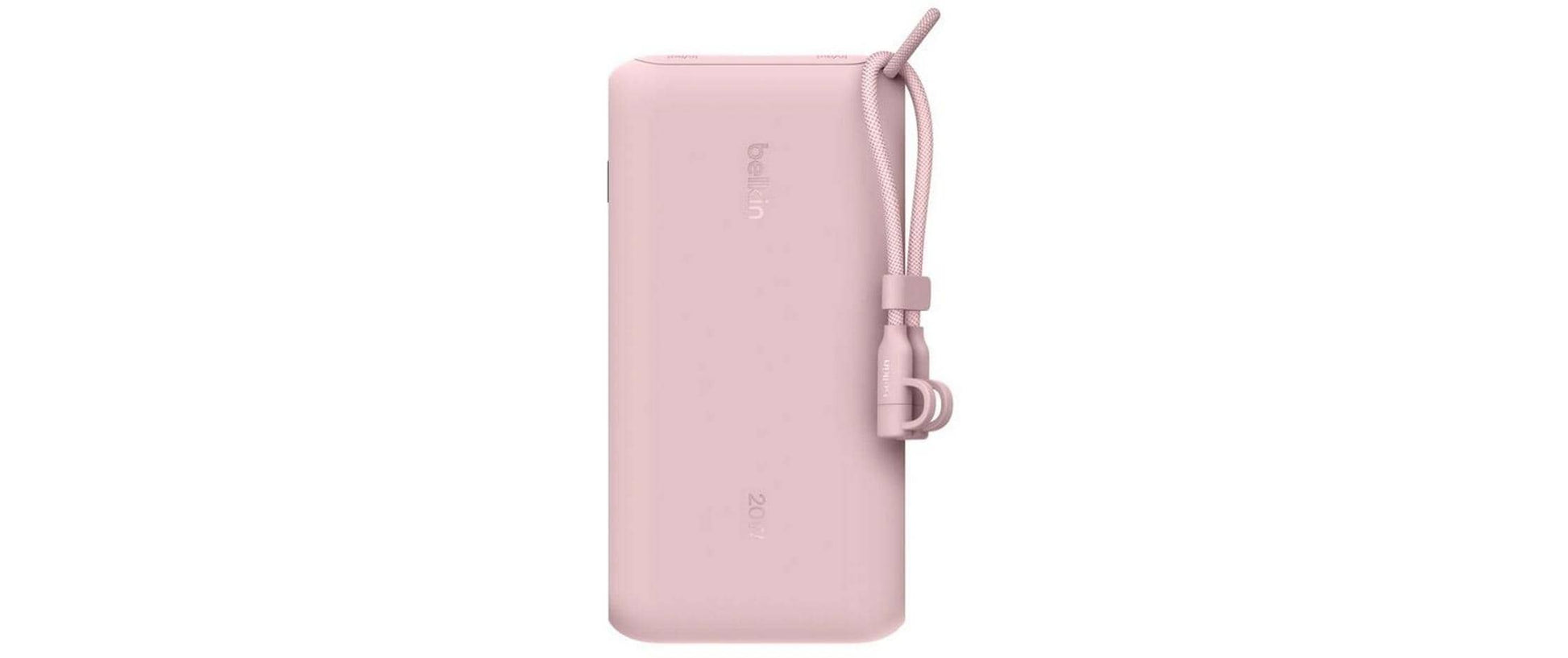 Belkin Powerbank 20000 mAh, PD 20 W, mit Display, Pink