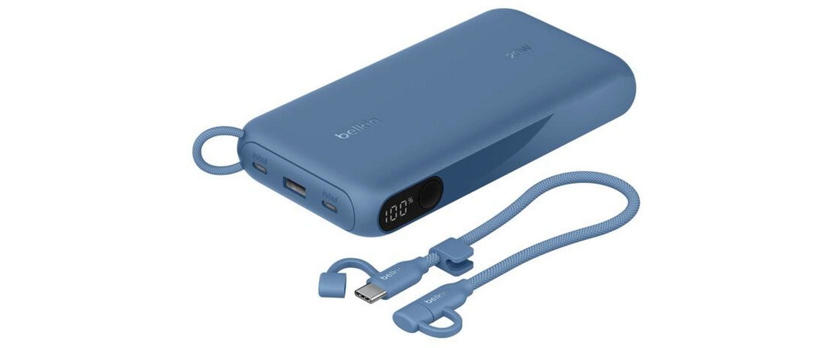 Belkin Powerbank 20000 mAh, PD 20 W, mit Display, Blau