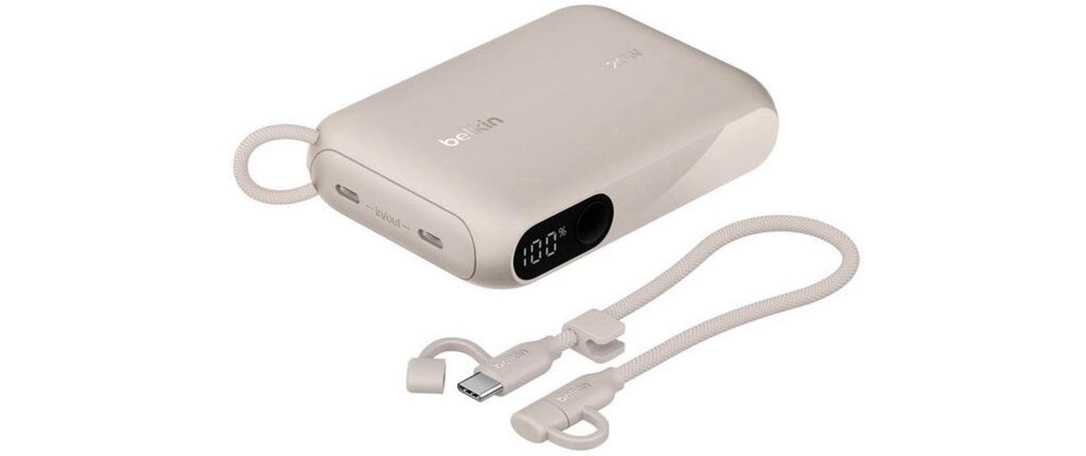 Belkin Powerbank 10000 mAh, PD 20 W, mit Display, Sand