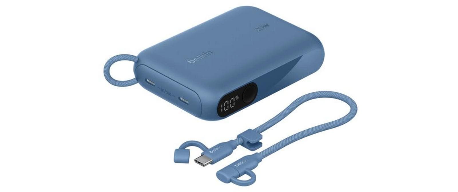 Belkin Powerbank 10000 mAh, PD 20 W, mit Display, Blau