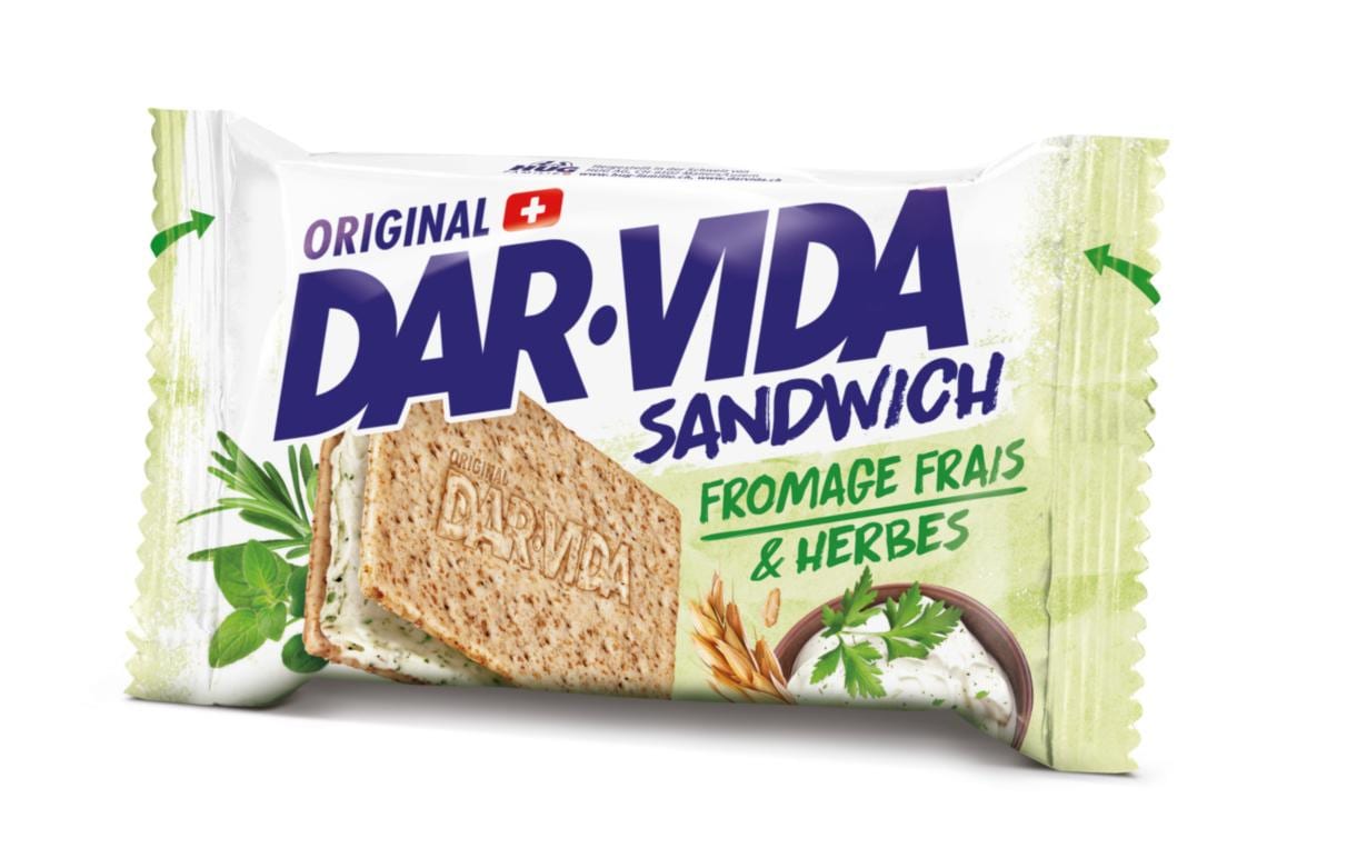 DAR-VIDA Crackers Sandwich – Frischkäse & Kräuter, 3 × 65 g (195 g)