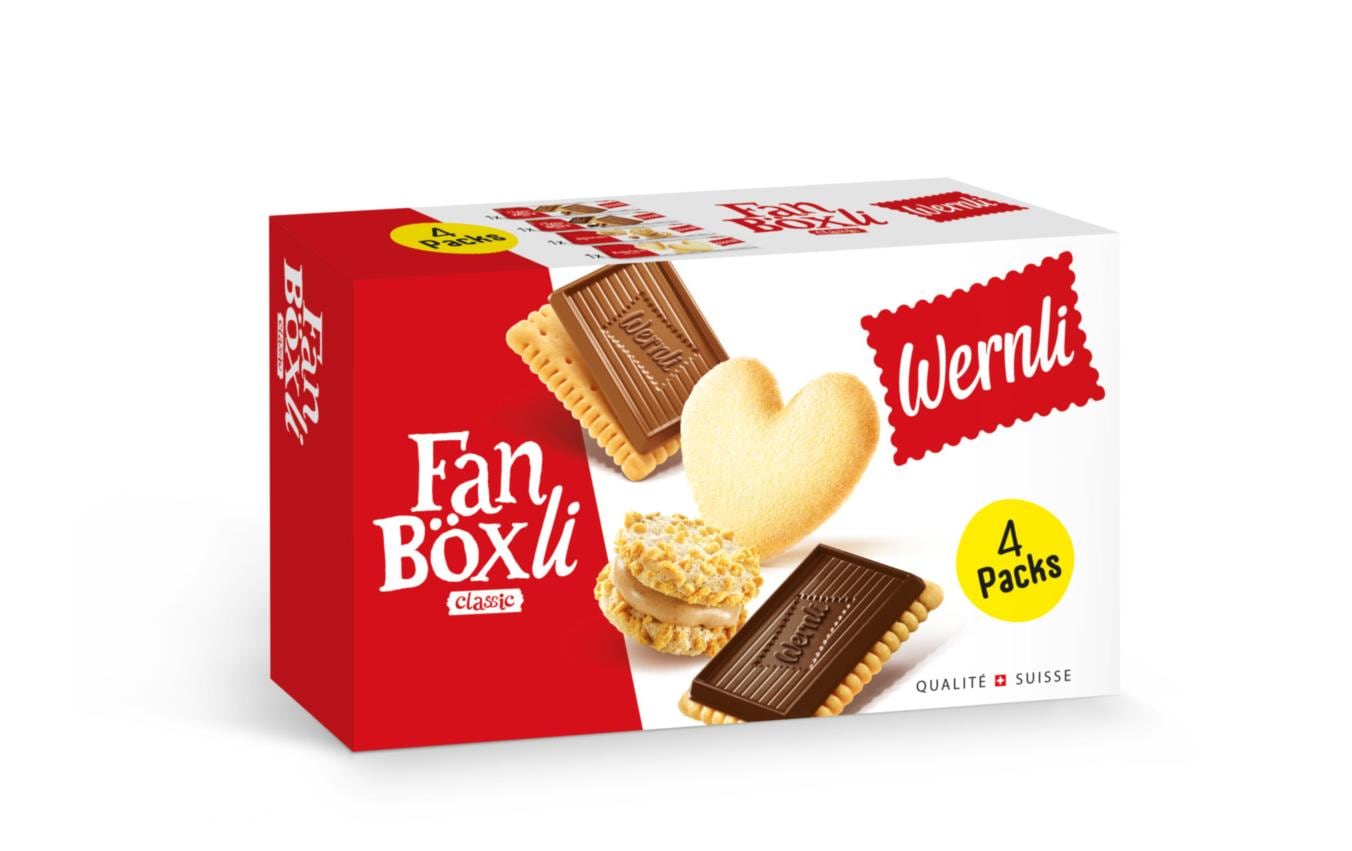 Wernli Fan Böxli Guetzli – Schokolade, Haselnuss – 450 g