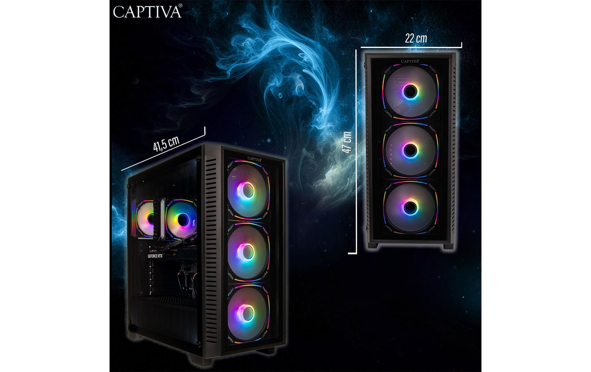 Captiva Tower – AMD Ryzen 7 7800X3D, 64 GB RAM, 2 TB SSD, NVIDIA GeForce RTX 5070 Ti 16 GB, Windows 11 Home