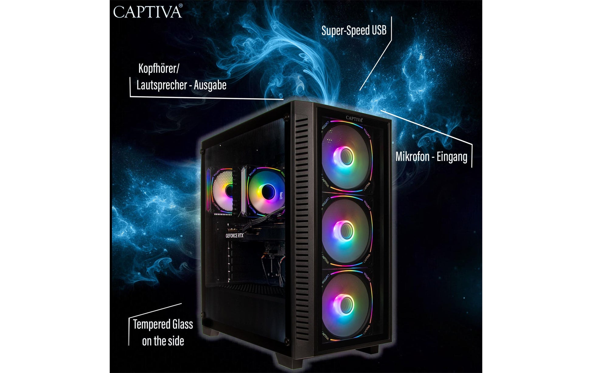 Captiva Tower – AMD Ryzen 7 7800X3D, 64 GB RAM, 2 TB SSD, NVIDIA GeForce RTX 5070 Ti 16 GB, Windows 11 Home