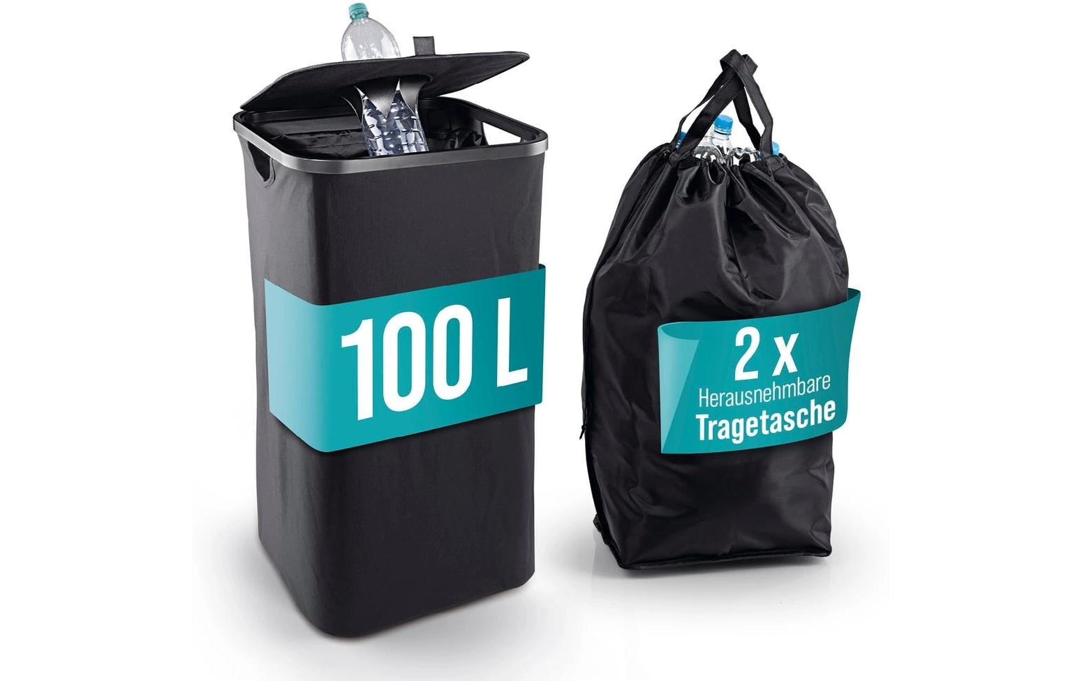 Easymaxx Sammelsack für PET-Getränkeflaschen – 100 l, Polyester, schwarz