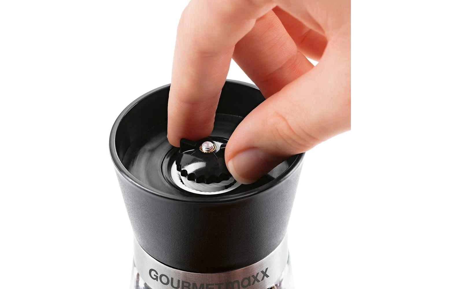 Gourmetmaxx Salz- und Pfeffermühle 13 cm, Glas/Kunststoff, Schwarz, 2er-Set