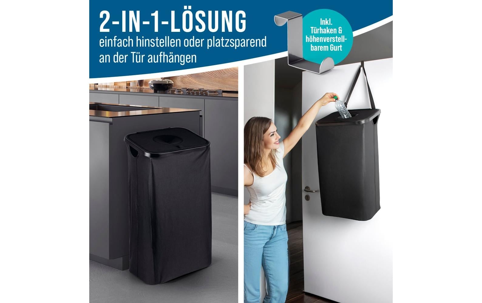 EASYmaxx mobiler Abfallsammler – 80 l – Kunststoff – schwarz