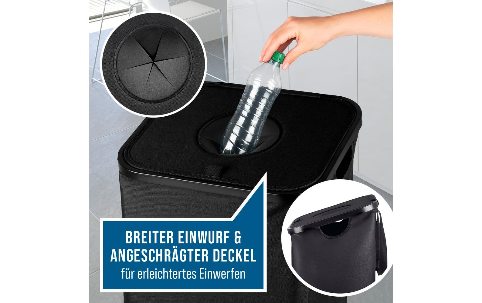 EASYmaxx mobiler Abfallsammler – 80 l – Kunststoff – schwarz