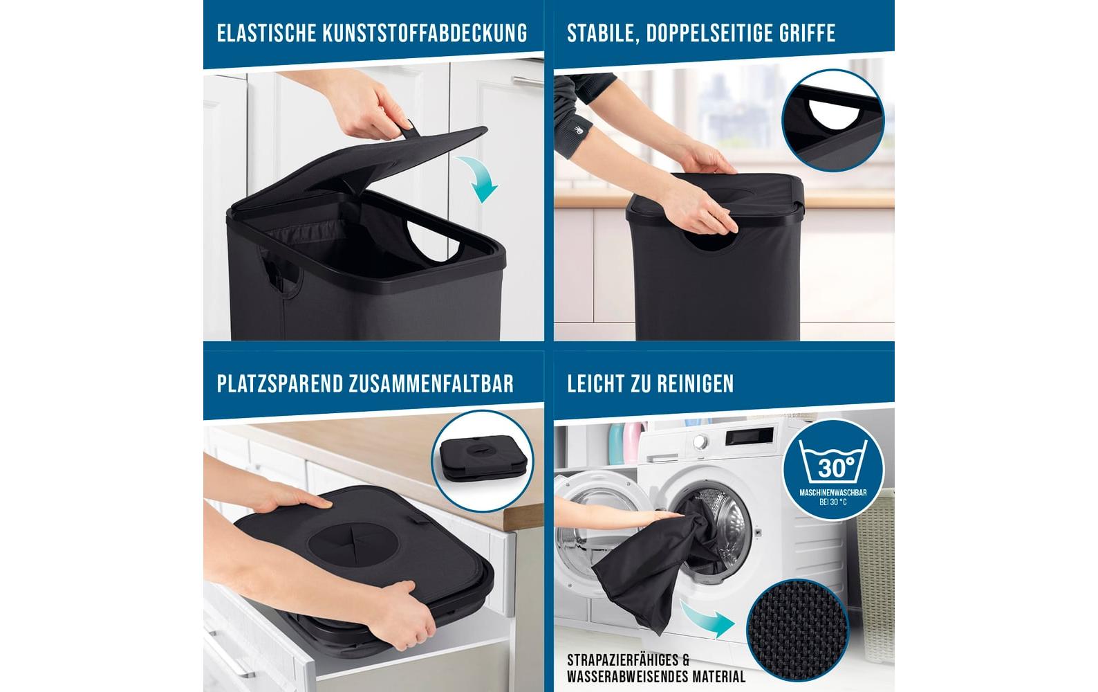 EASYmaxx mobiler Abfallsammler – 80 l – Kunststoff – schwarz