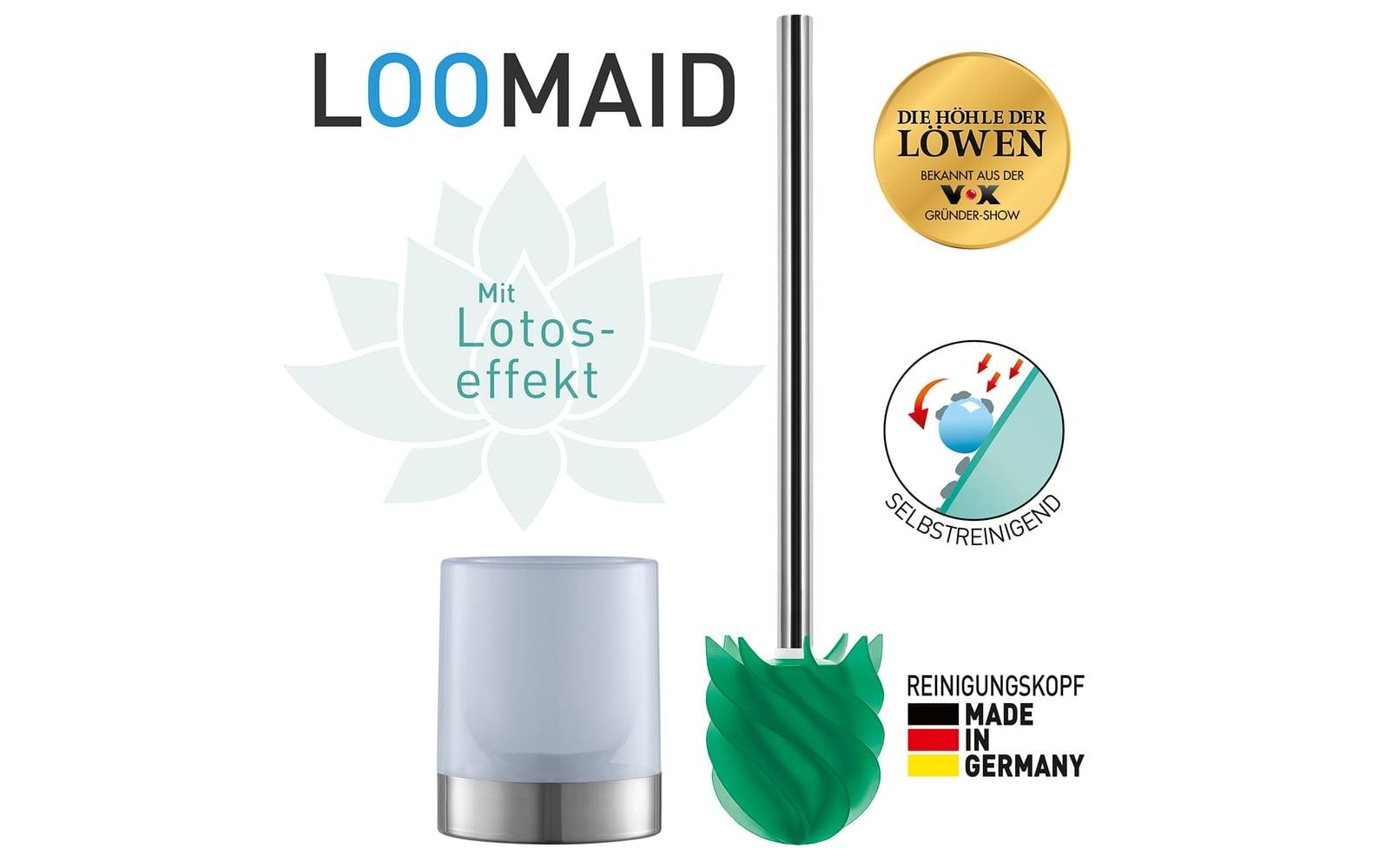 Loomaid WC-Bürstenset – Kunststoff, Edelstahl, Grün, bodenstehend